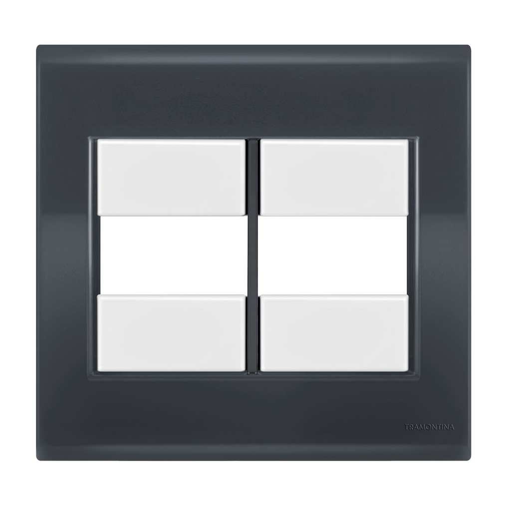 Placa 2 Módulos 4x4 - Tramontina Liz Grafite / Branco - Tlgb041