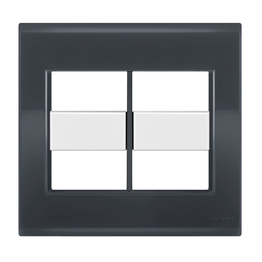 Placa 4 Módulos 4x4 - Tramontina Liz Grafite / Branco - Tlgb042