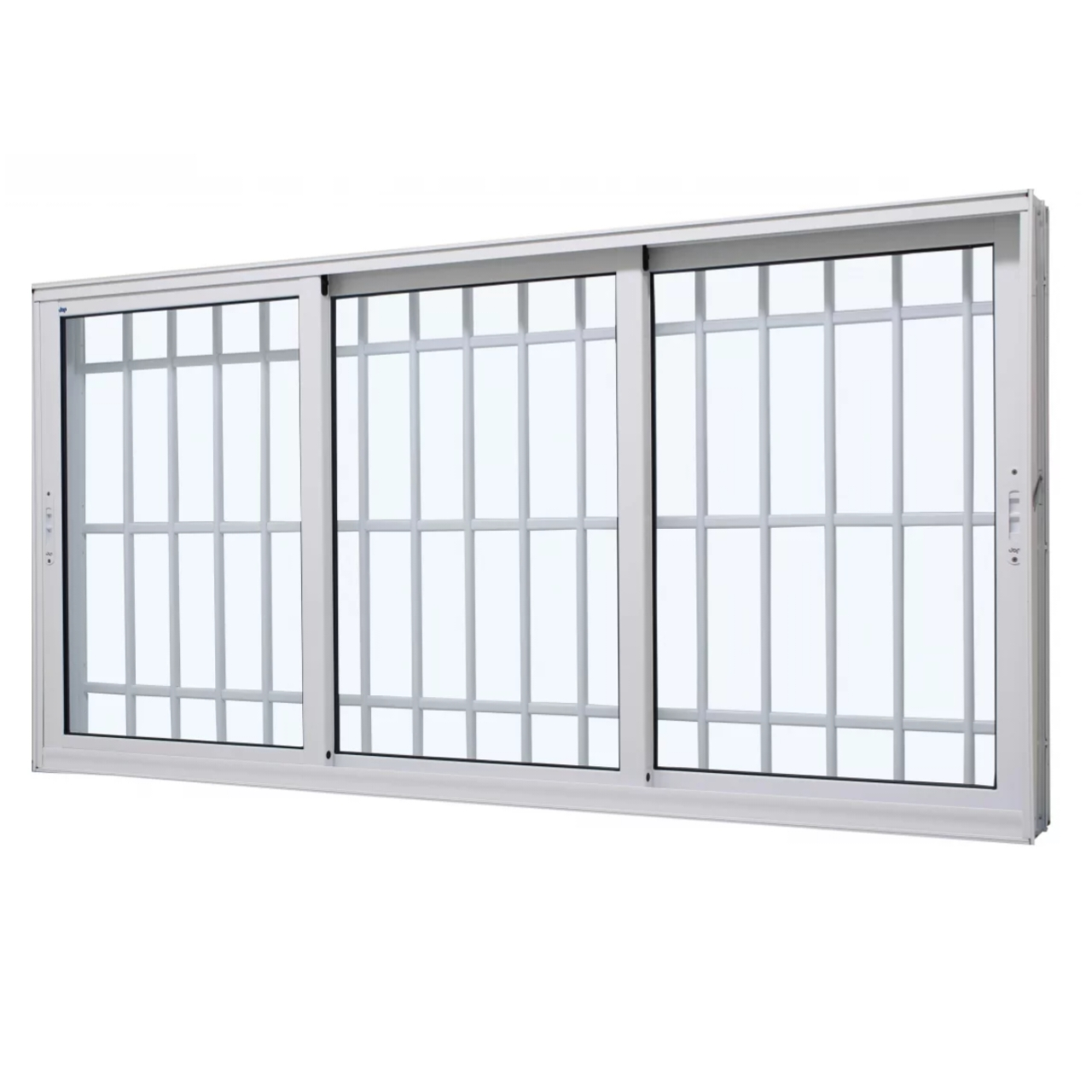 Janela De Correr Alumínio Branco 100x150x16cm 3 Folhas Móveis Com Grade Jap Perfecta Max