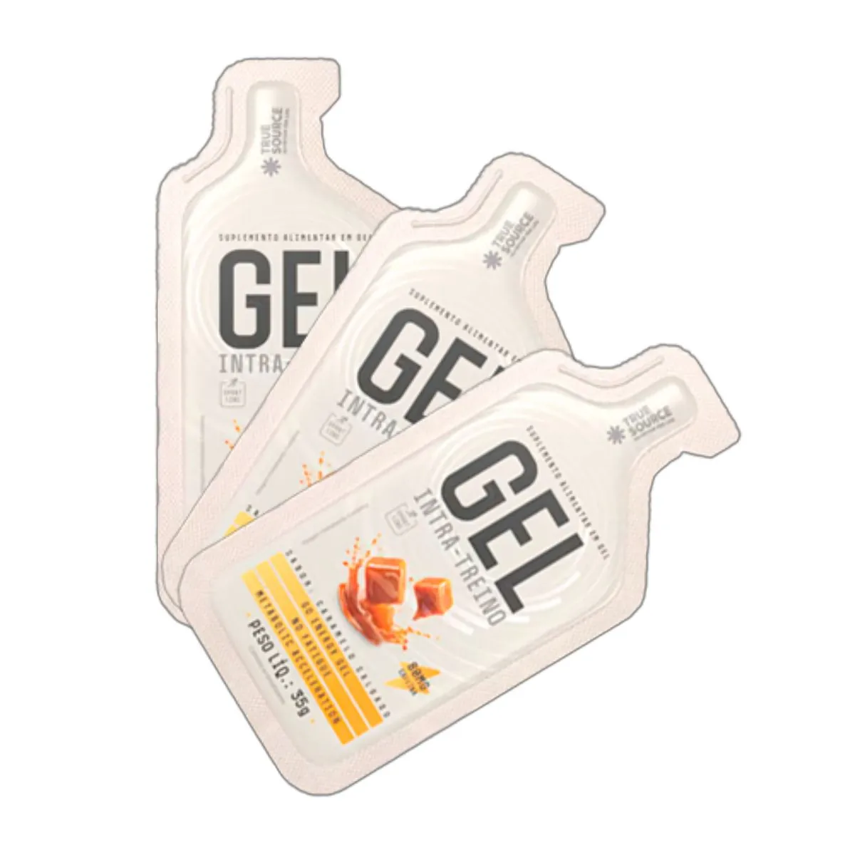 Kit 3X: Gel Intra Treino Caramelo Salgado + Cafeína True Source 35g