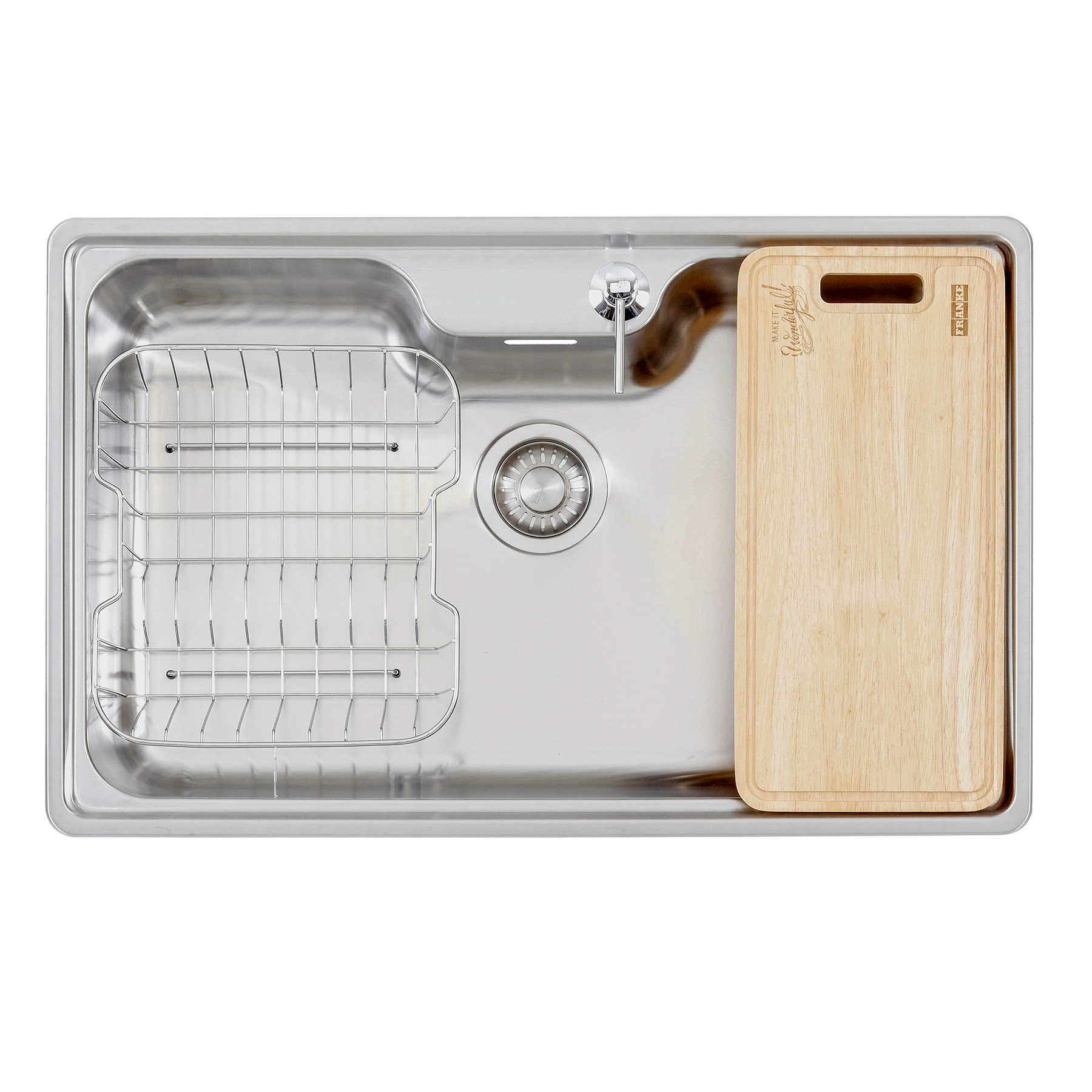 Cuba para Cozinha Gourmet Sobrepor Inox 304 Fosco 81x51x20cm 0,8mm 4.1/2" com Tábua Cesto e Dosador de Sabão Bell Franke