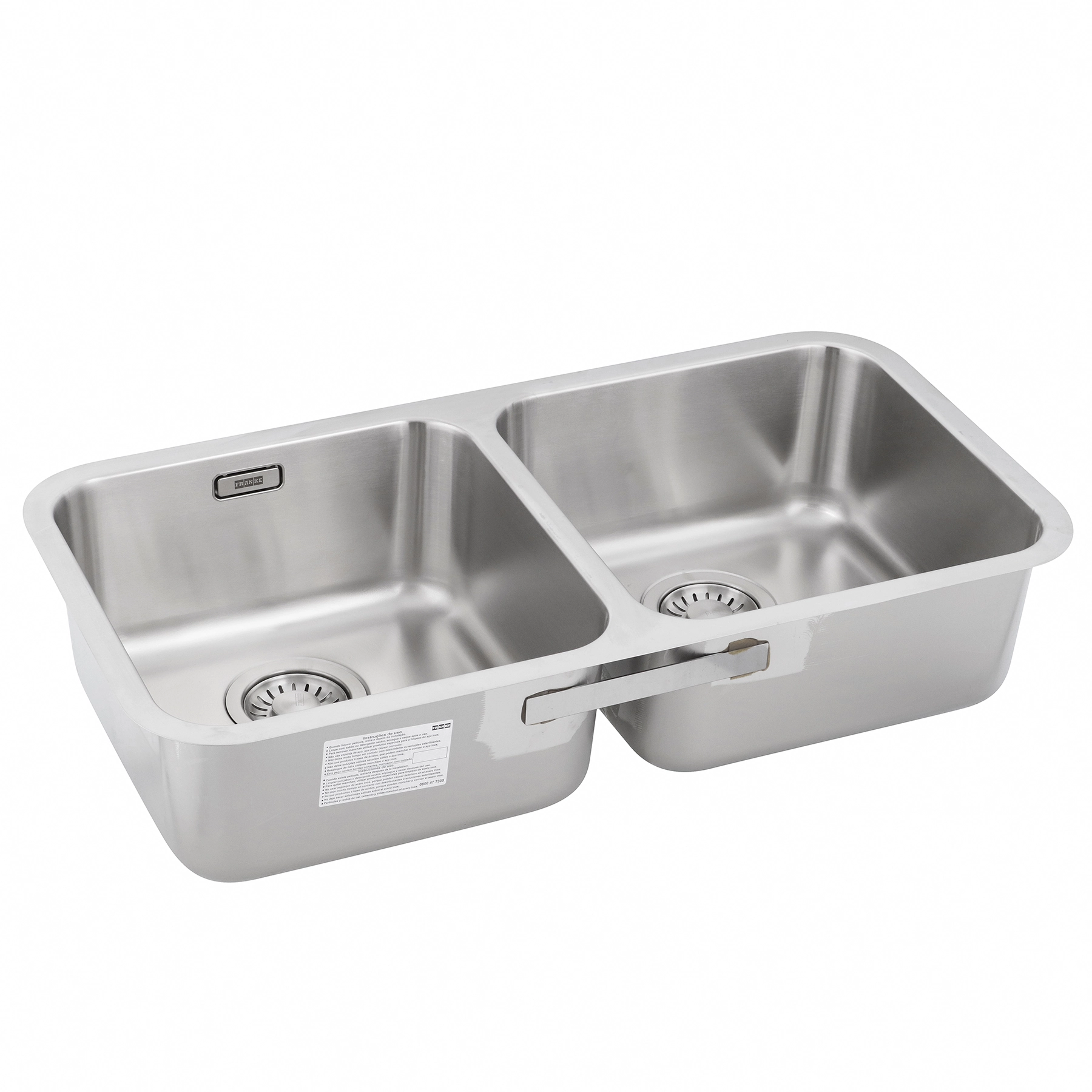 Cuba para Cozinha Dupla de Embutir em Aço Inox 304 Fosco Retangular 77,5x40x18cm 0,8mm 4.1/2" Bell Franke