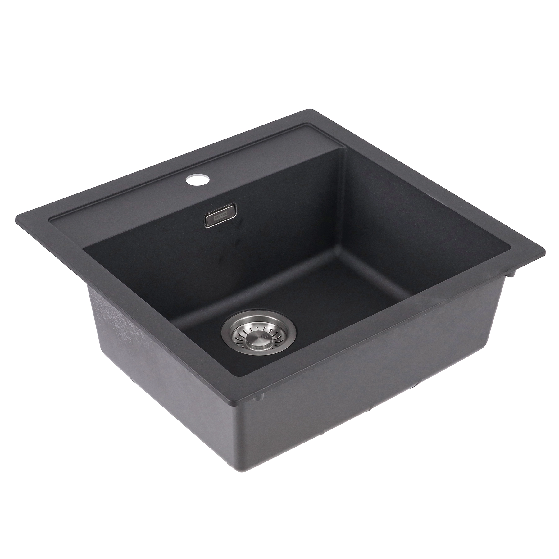 Cuba para Cozinha Simples Sobrepor Resina Tectonite Fosca Carbon Black Retangular 56x53x20cm 6mm 4.1/2" Sirius Franke
