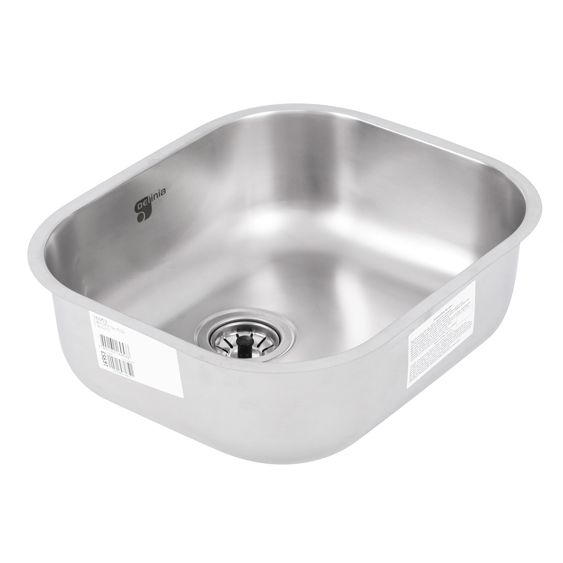 Cuba para Cozinha Simples de Embutir 15x34x40cm Aço Inox 304 Polido Delinia