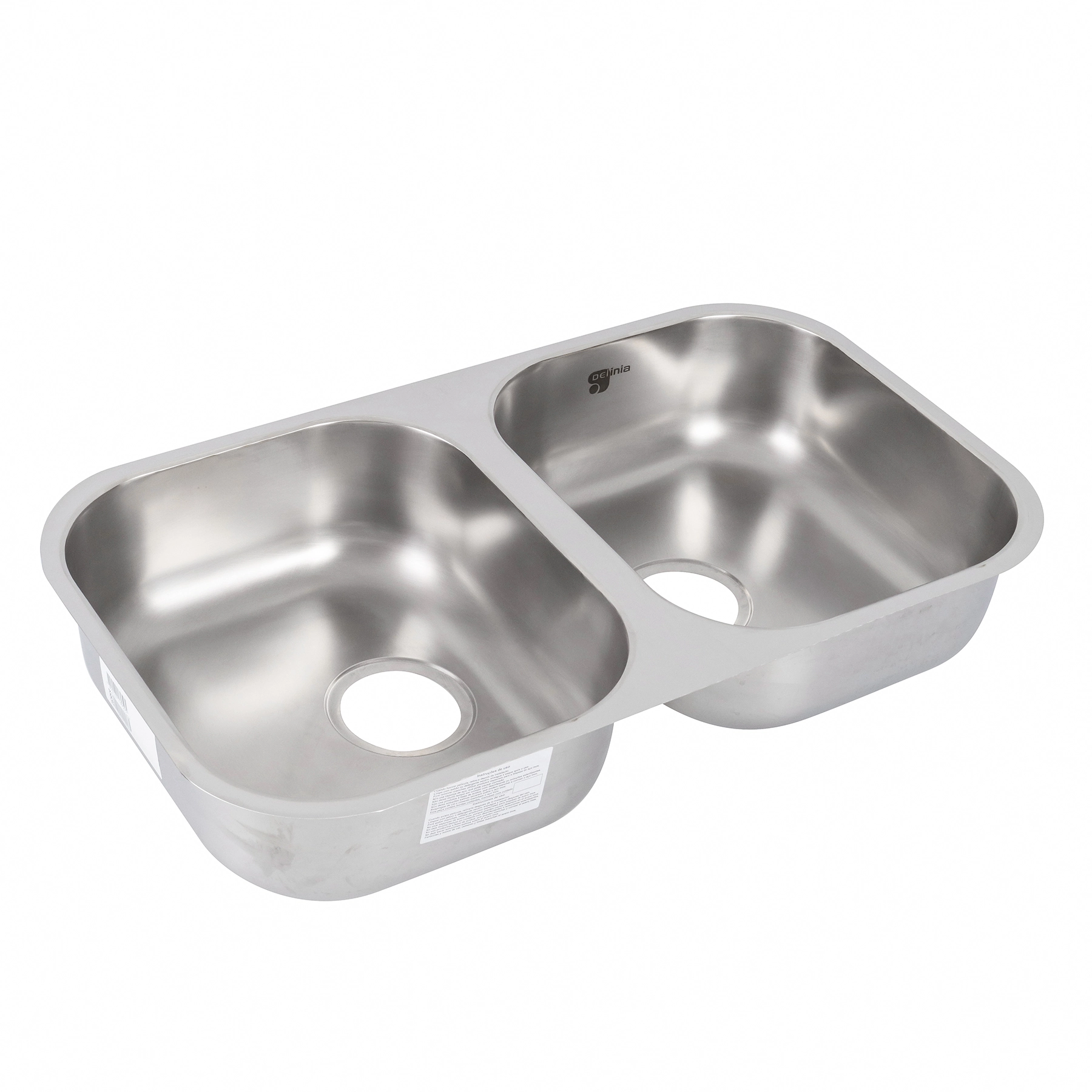 Cuba para Cozinha Dupla de Embutir 15x40x75cm Aço Inox 304 Polido Delinia