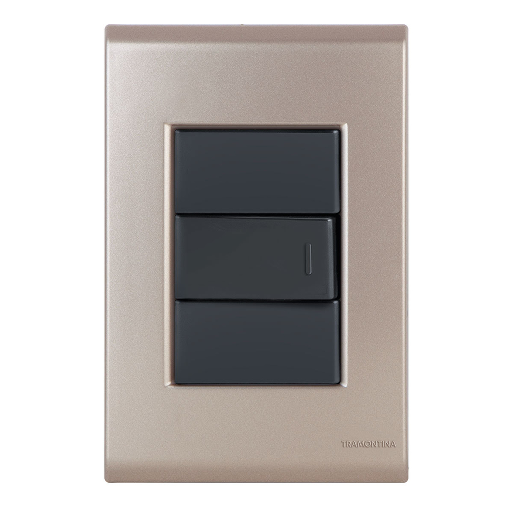 Conjunto 1 Interruptor Simples - Tramontina Liz Ouro Velho / Grafite - Tlop001