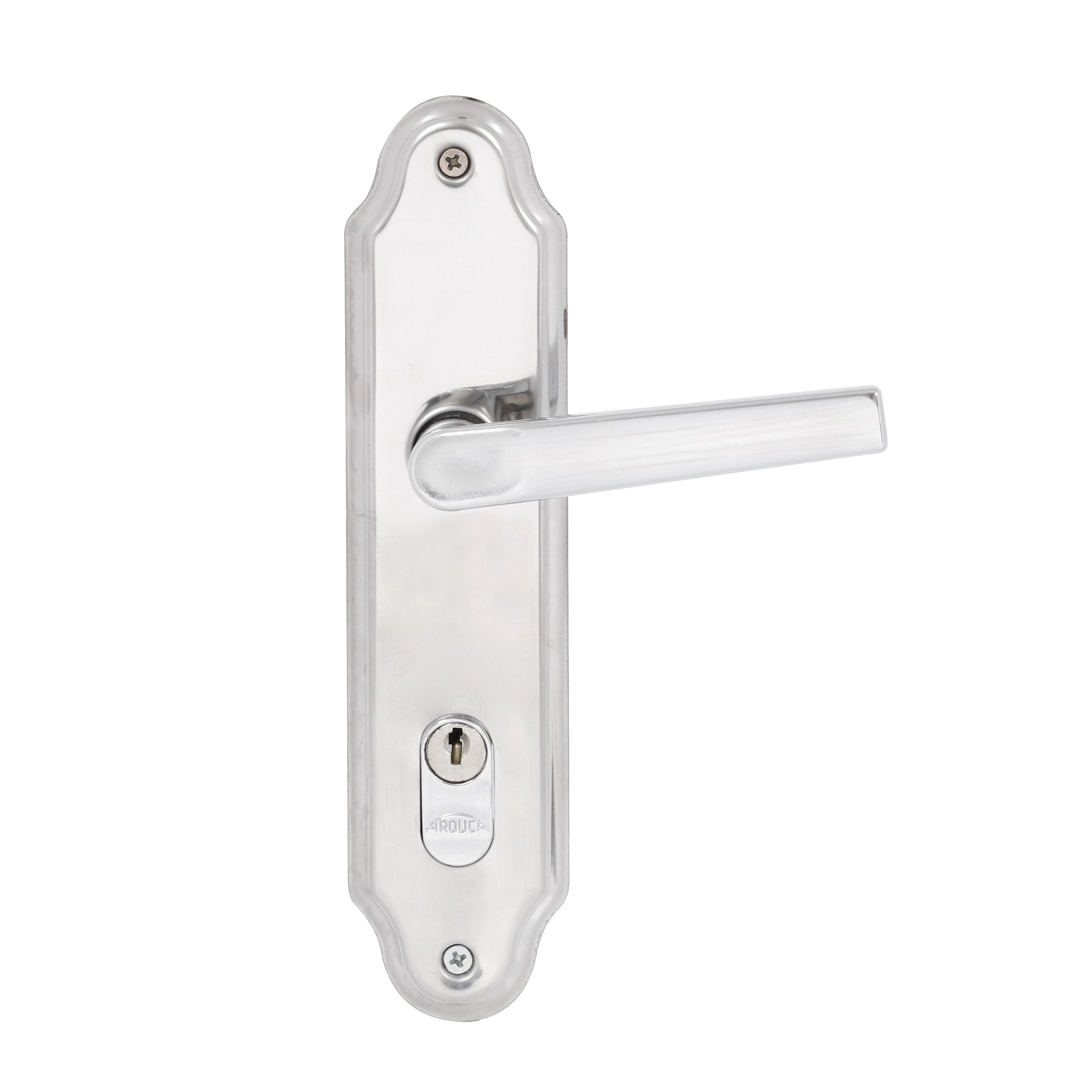 Fechadura para Porta de Entrada Arouca Uno Cromado 40mm Aço Inox Chave Simples