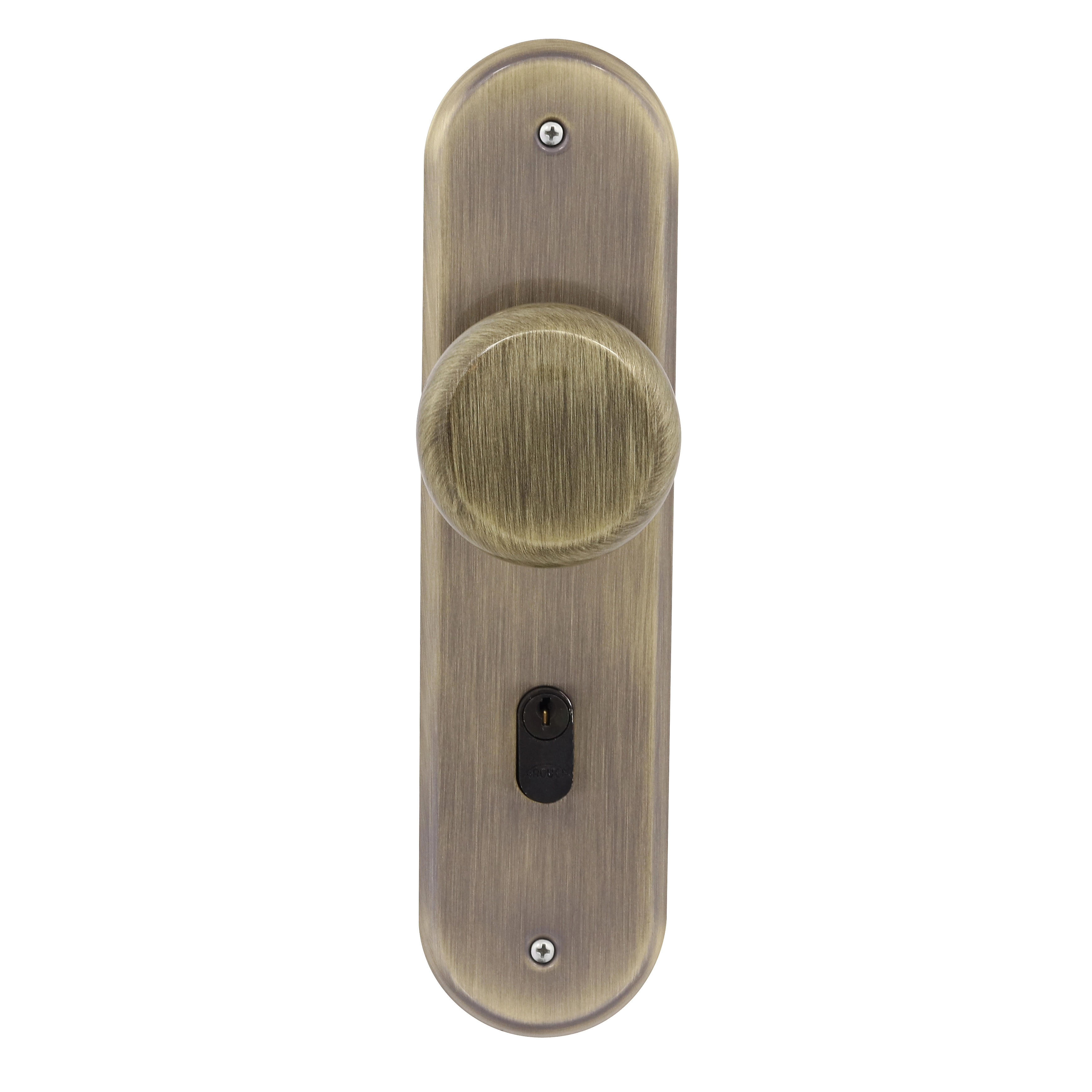Fechadura para Porta de Entrada Arouca Bola Fixa Marte Antique (Oxidado) 55mm Aço Inox Chave Simples