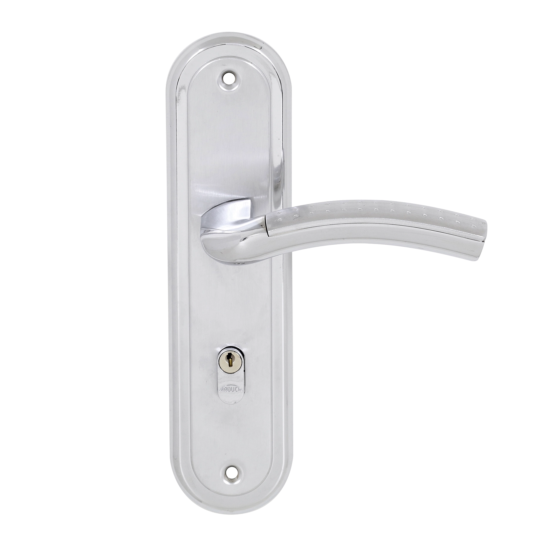 Fechadura para Porta de Entrada Arouca Hebe Cromado 55mm Aço Inox Chave Simples