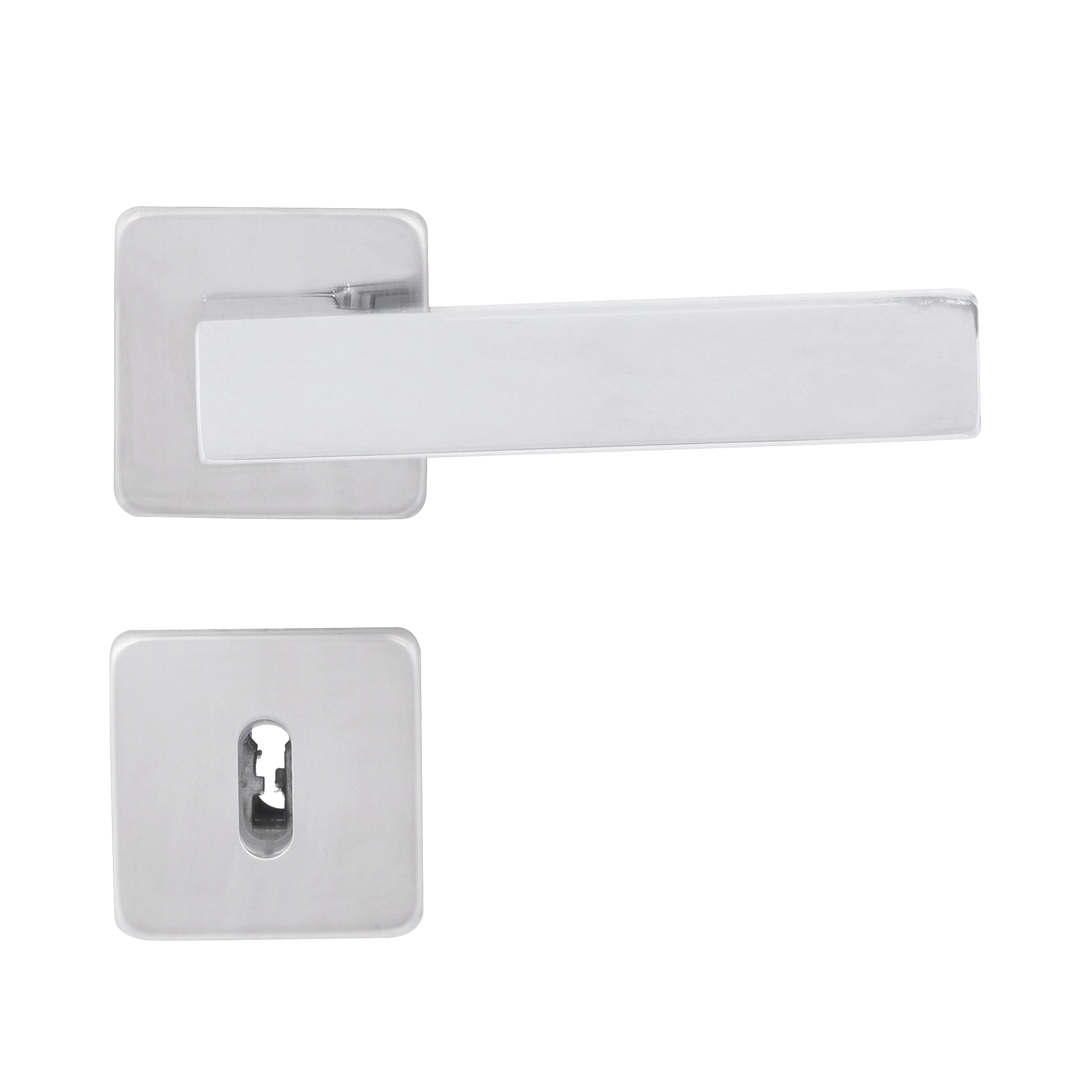 Fechadura para Porta Interna Arouca Quadra Z Cromado 40mm Aço Inox Chave Simples