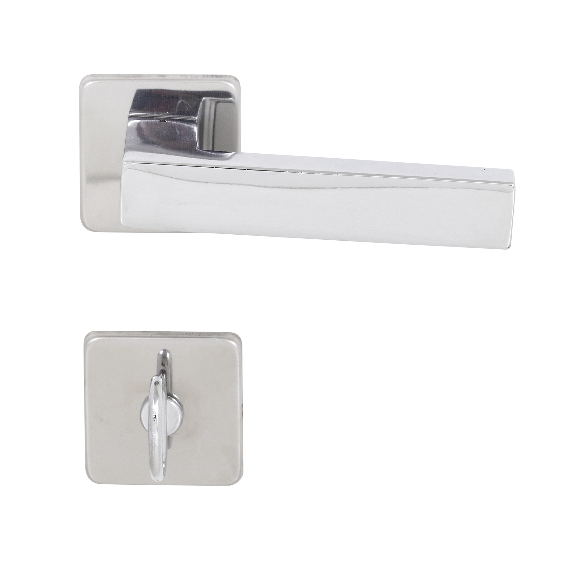 Fechadura para Porta do Banheiro Arouca Quadra Z Cromado 40mm Aço Inox Chave Simples