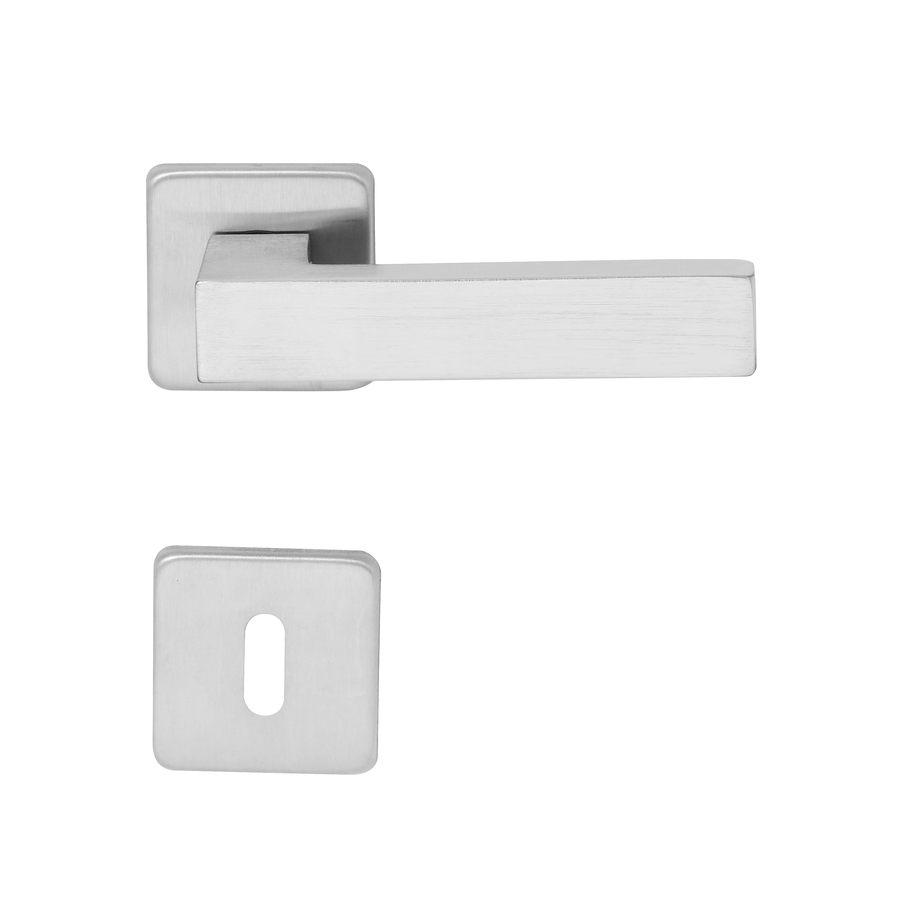 Fechadura para Porta Interna Arouca Quadra Z Escovado 40mm Aço Inox Chave Simples