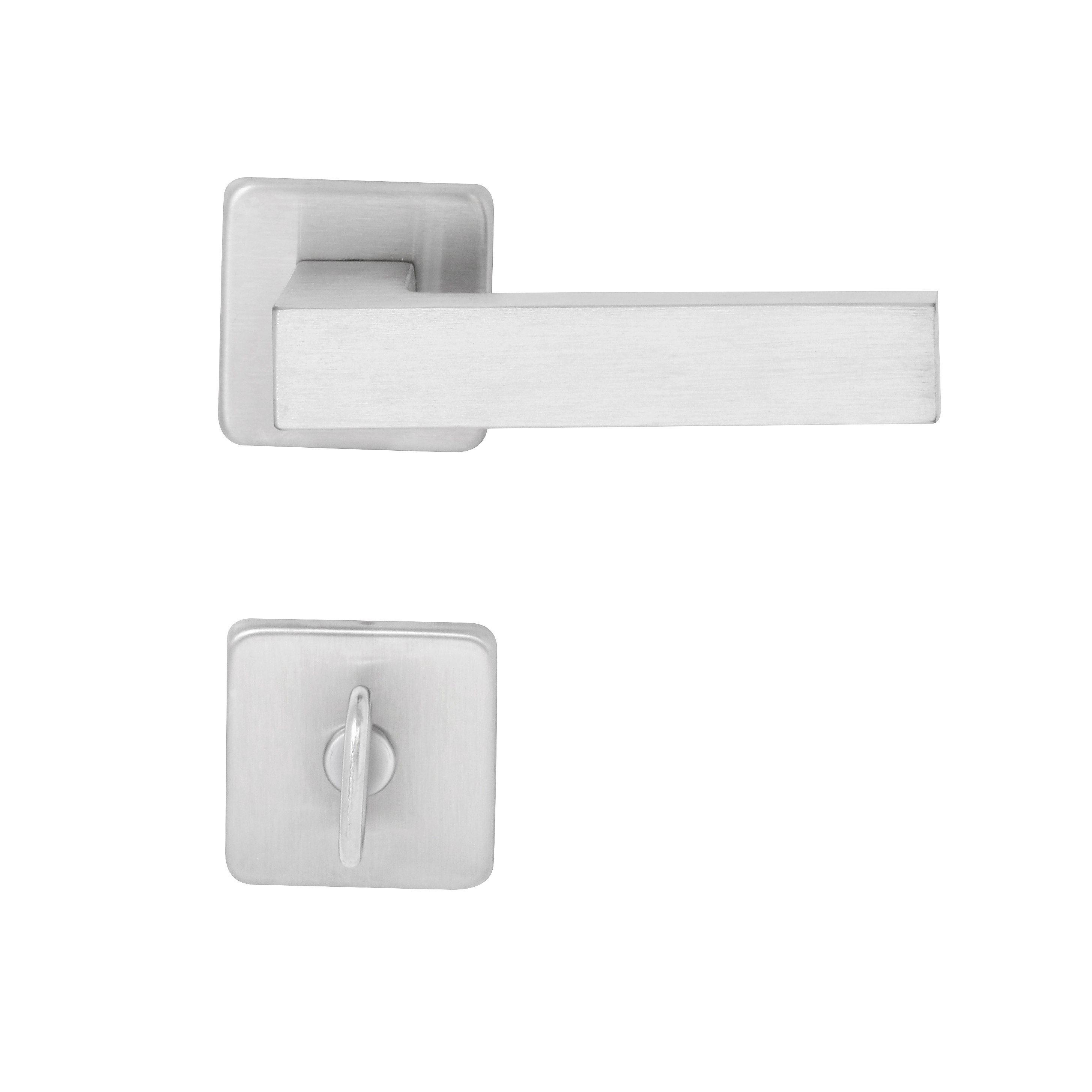 Fechadura para Porta do Banheiro Arouca Quadra Z Escovado 40mm Aço Inox Chave Simples