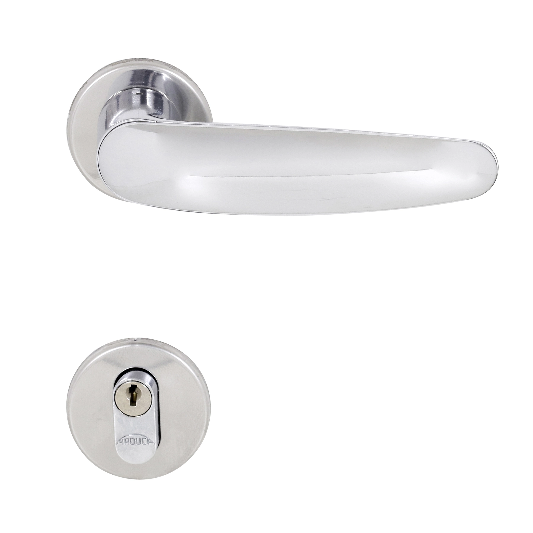 Fechadura para Porta de Entrada Arouca Polo Z Cromado 55mm Aço Inox Chave Simples