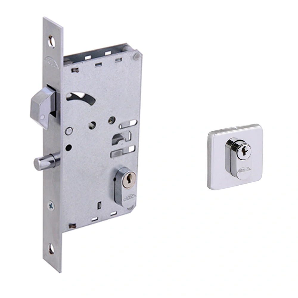 Fechadura Bico de Papagaio para Porta de Correr Arouca 6945/080-Z Polido 45mm Aço Chave Simples