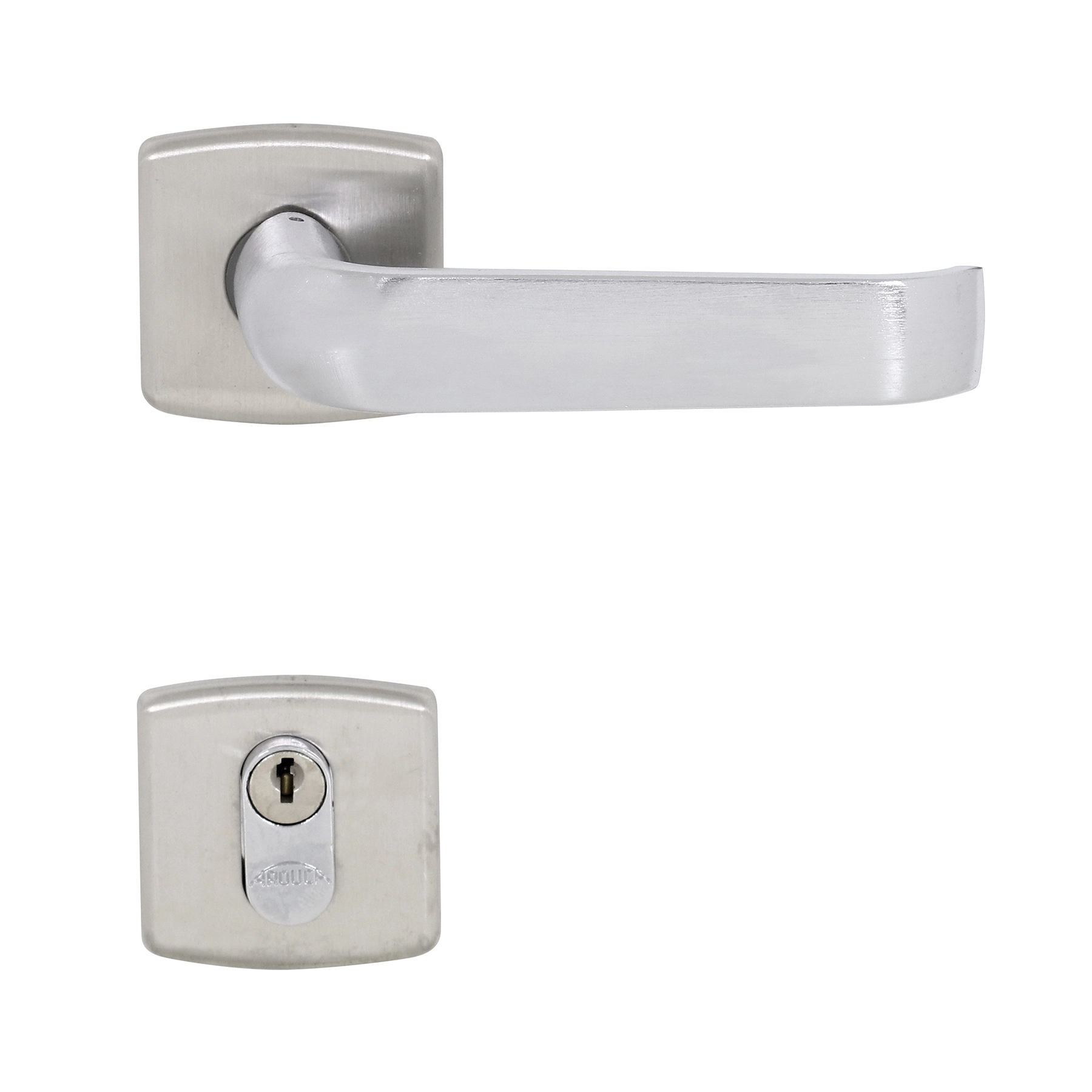 Fechadura para Porta de Entrada Arouca Victoria Acetinado 45mm Aço Inox Chave Simples