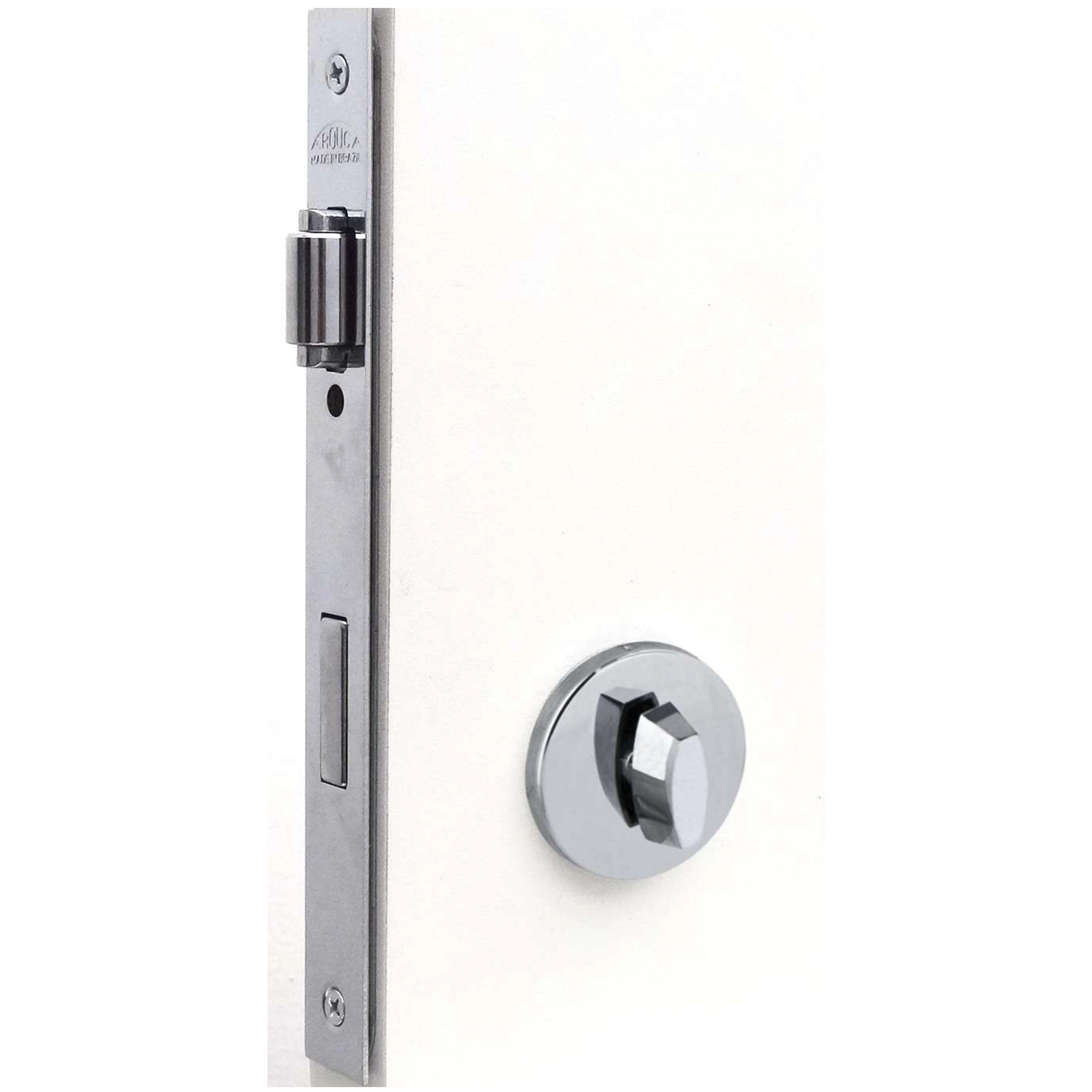 Fechadura Arouca Trinco Rolete para Porta Pivotante Cromado 55mm Inox Chave Simples 4050Tr