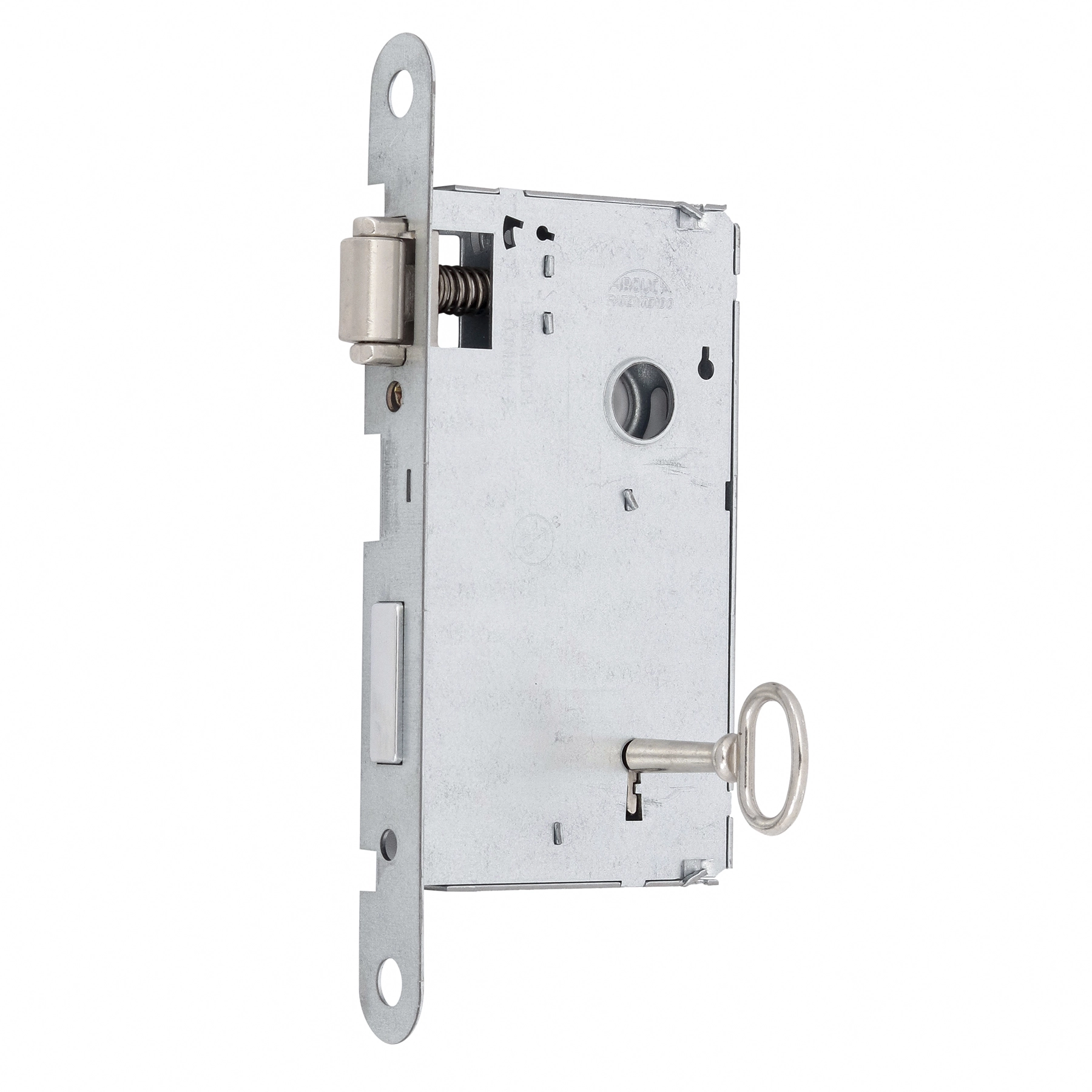 Fechadura Arouca Trinco Rolete para Porta Pivotante Cromado 55mm Inox Chave Simples 4040Tr