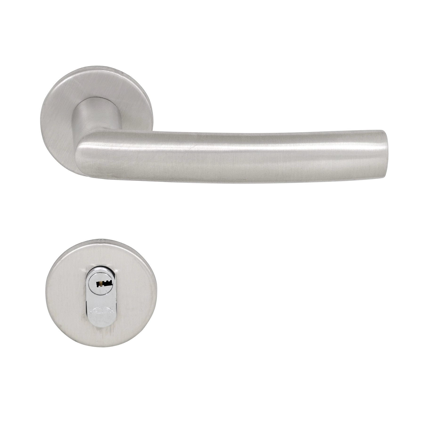 Fechadura Arouca para Porta de Entrada Escovado 55mm Inox Chave Simples Brava