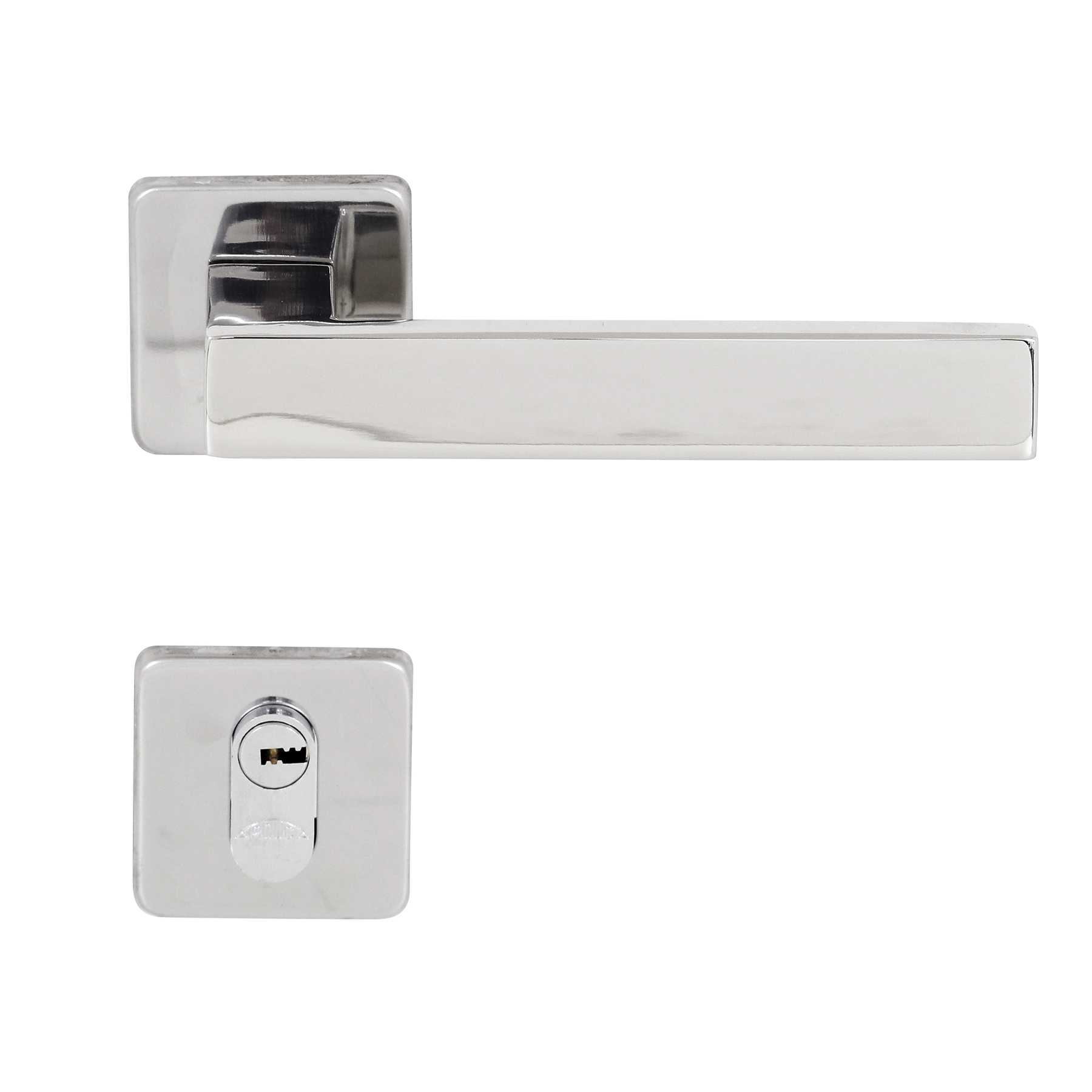 Fechadura Arouca para Porta de Entrada Polido 55mm Inox Chave Simples Quadra I