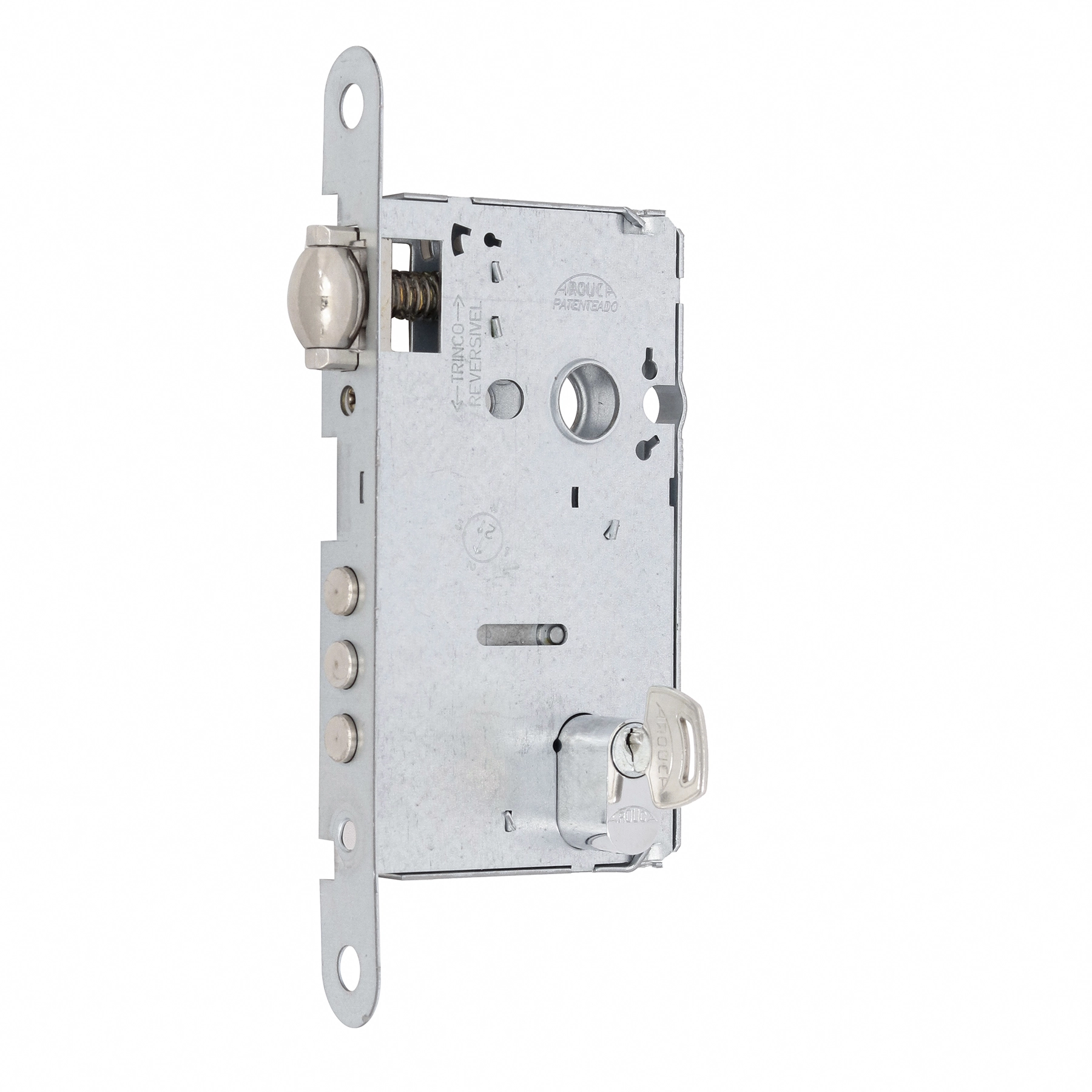 Fechadura Arouca Alta Segurança para Porta Pivotante Escovado 55mm Inox Chave Simples 4310Tr