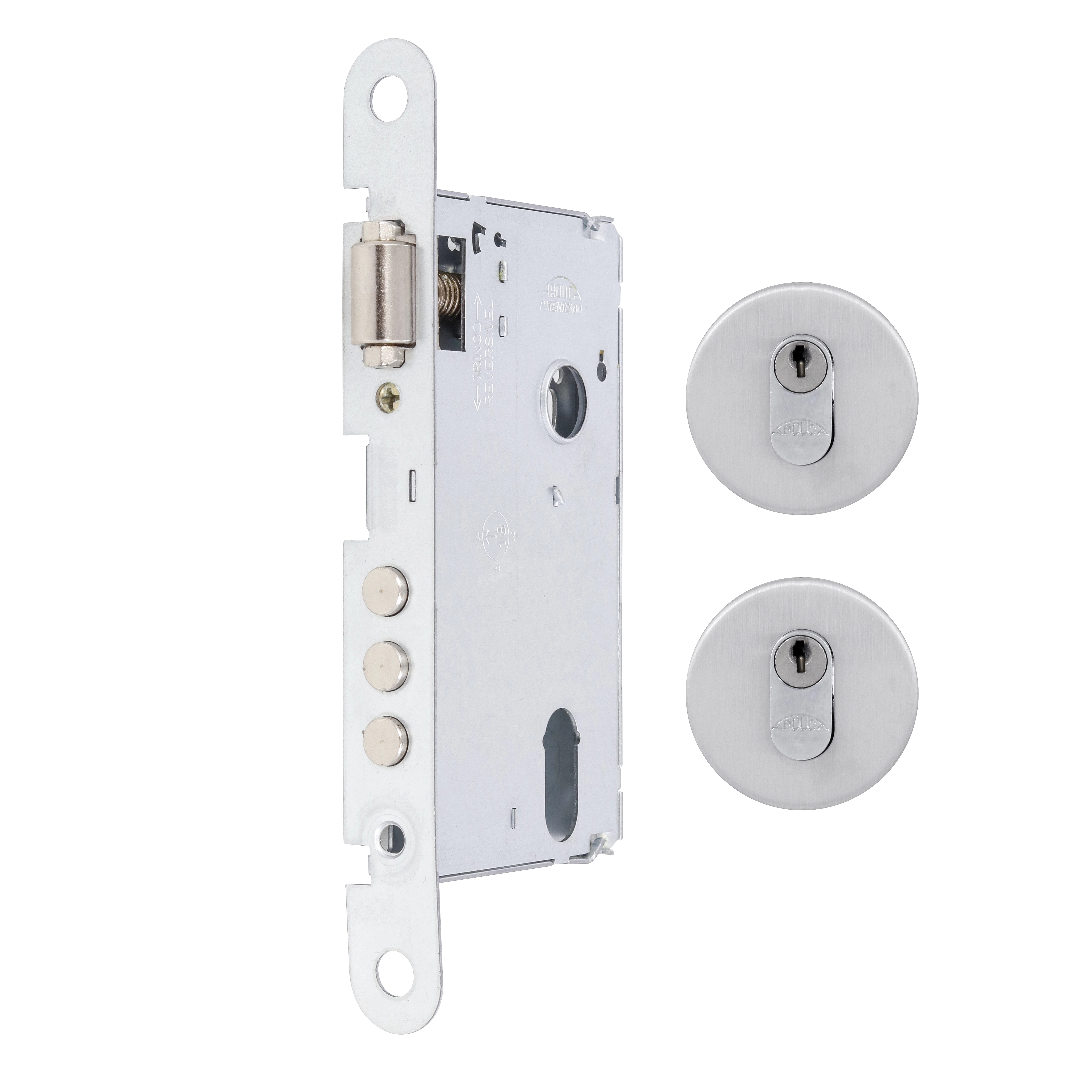 Fechadura Arouca Alta Segurança para Porta Pivotante Escovado 55mm Inox Chave Simples 4310Tr