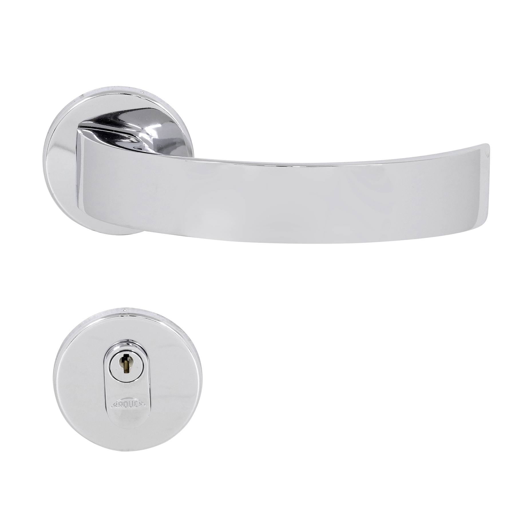 Fechadura Arouca para Porta de Entrada Cromado 55mm Chave Simples Arc