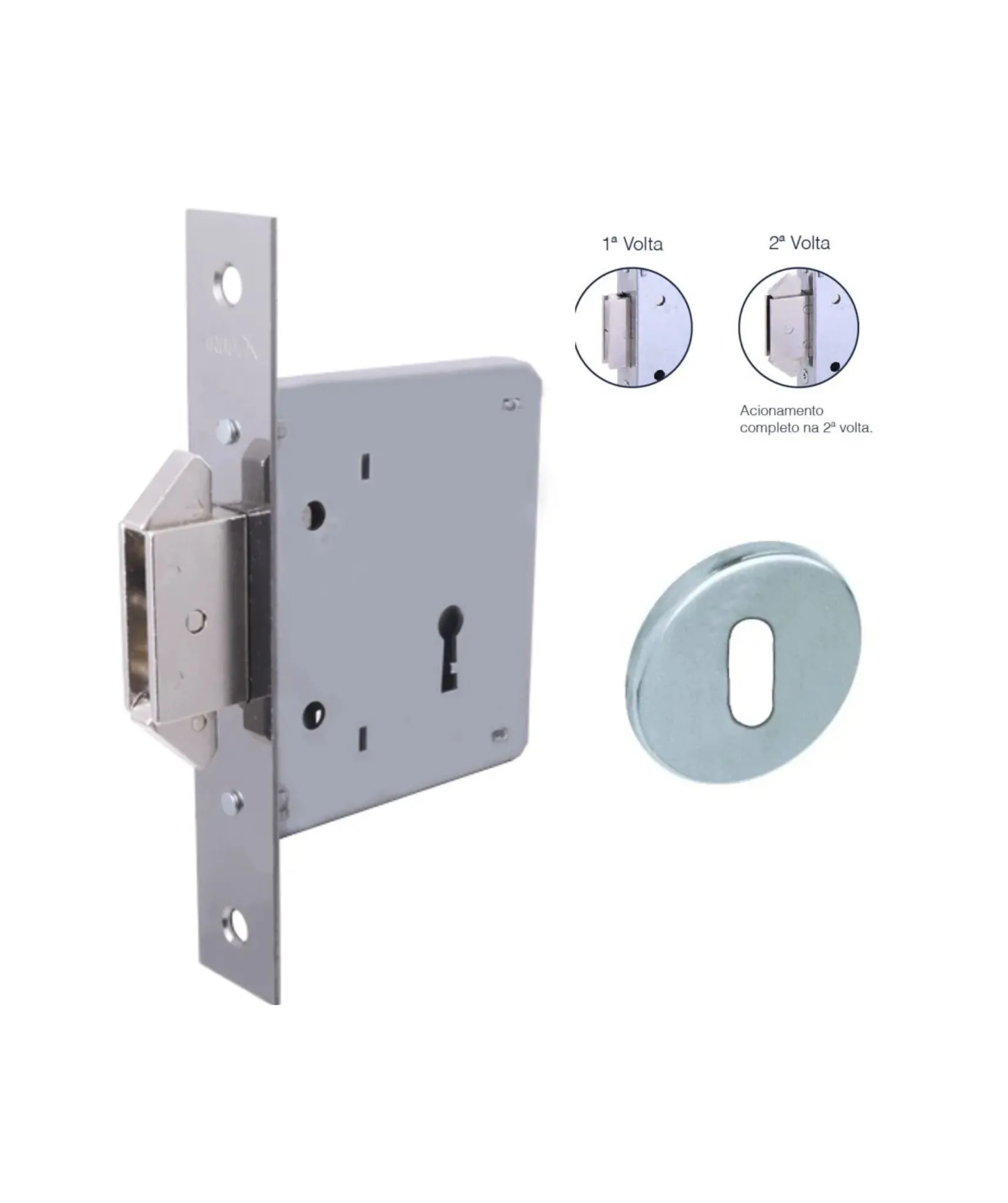 Fechadura Interna Bico Duplo 4006/086 Para Porta De Correr - Ip - Inox Polido