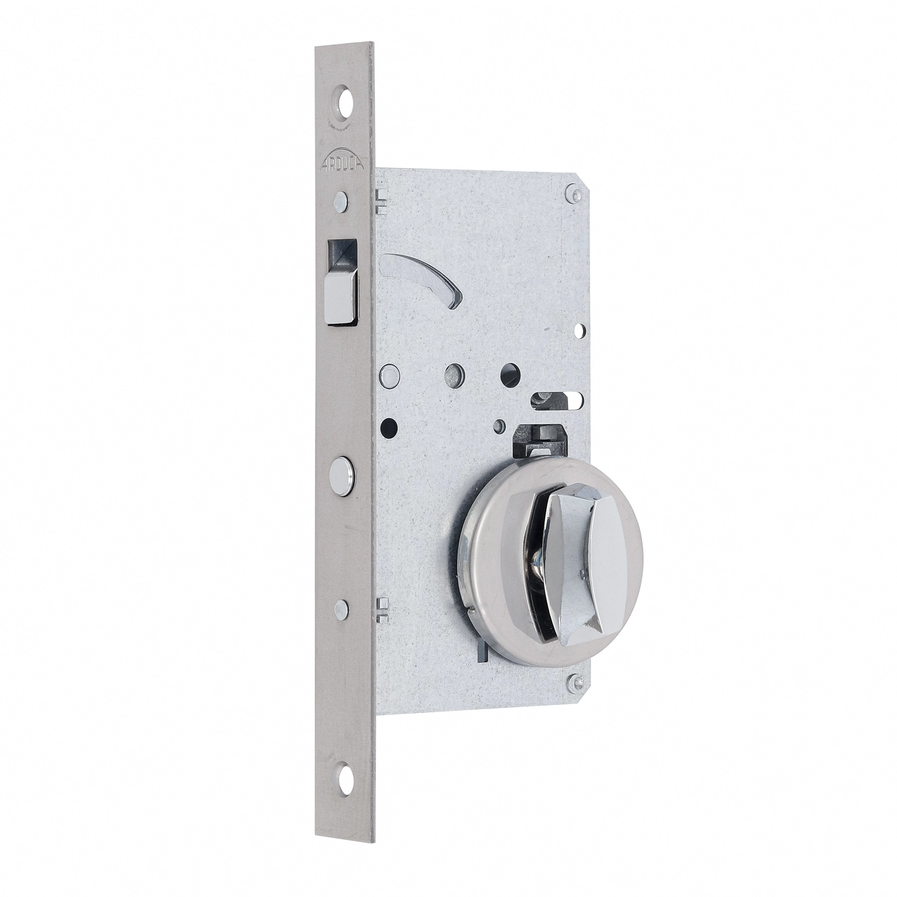 Fechadura Bico de Papagaio para Porta de Correr Arouca 6545/084 Escovado 45mm Aço Chave Simples