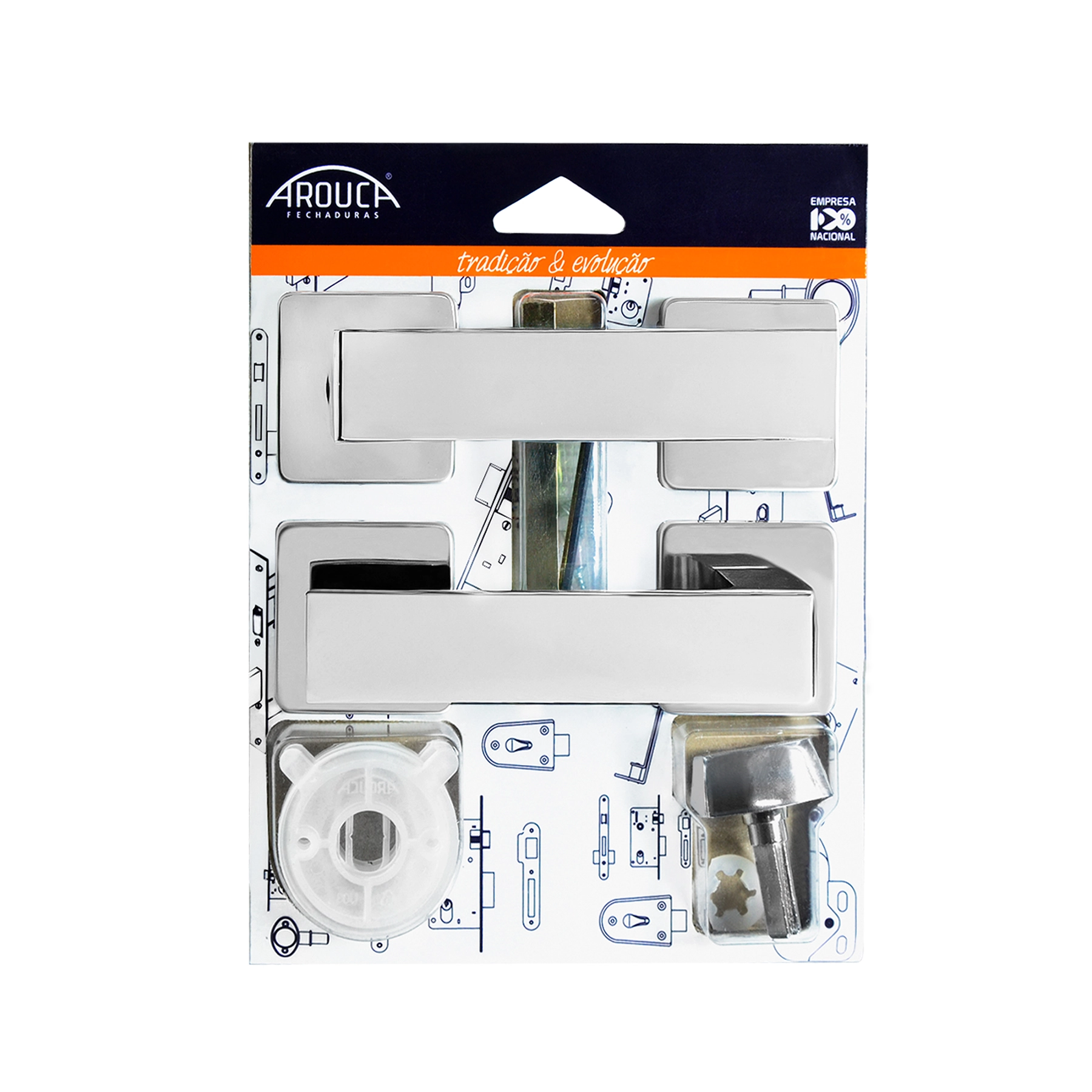 Conjunto Maçaneta e Roseta para Banheiro Cromada Arouca