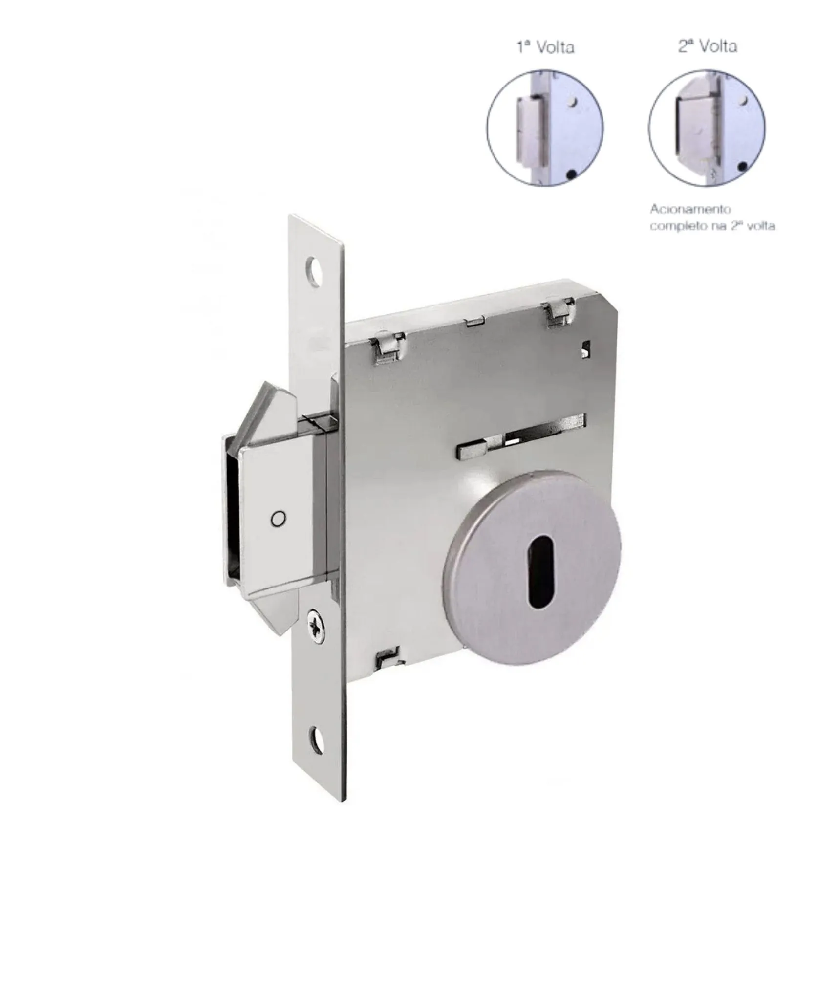 Fechadura Interna Bico Duplo 4006/086 Para Porta De Correr - Ie - Inox Escovado