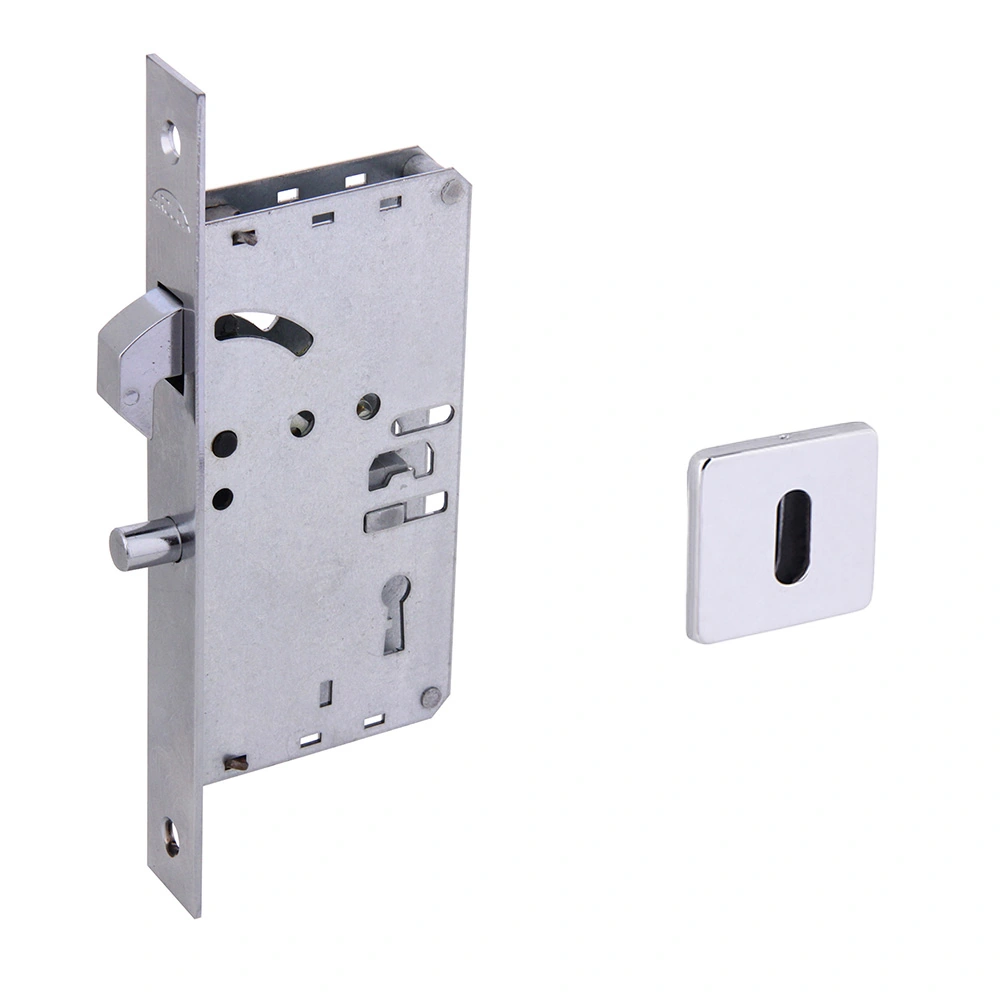 Fechadura Arouca Bico de Papagaio para Porta de Correr Polido 45mm Inox Chave Simples 6645/080