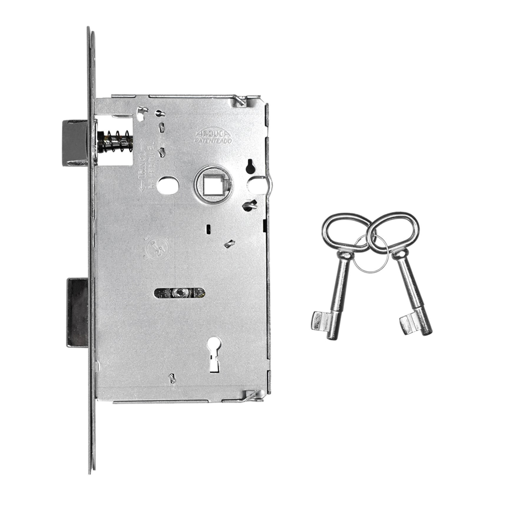Máquina de Fechadura para Porta Interna Arouca BLM 4040/55 Polido 55mm Chave Simples