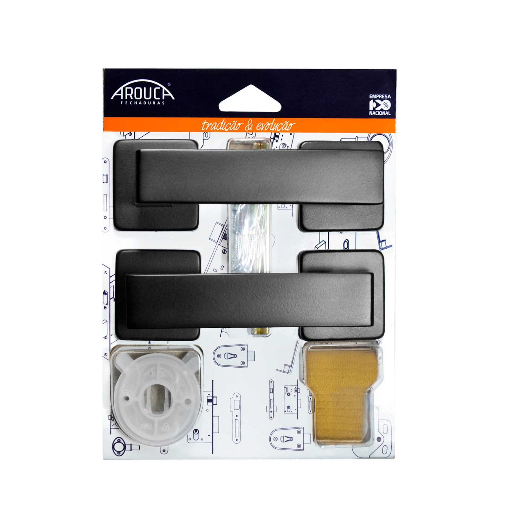 Conjunto Maçaneta e Roseta Externa Preta Arouca