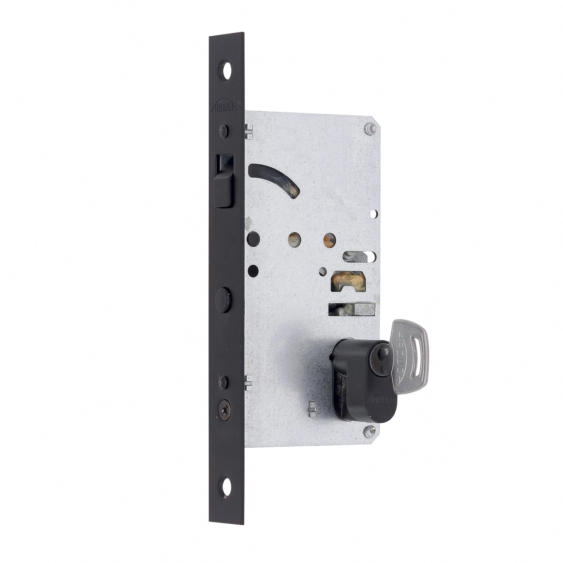 Fechadura Bico de Papagaio para Porta de Correr Arouca 6945/080-Z Preto 45mm Aço Chave Simples