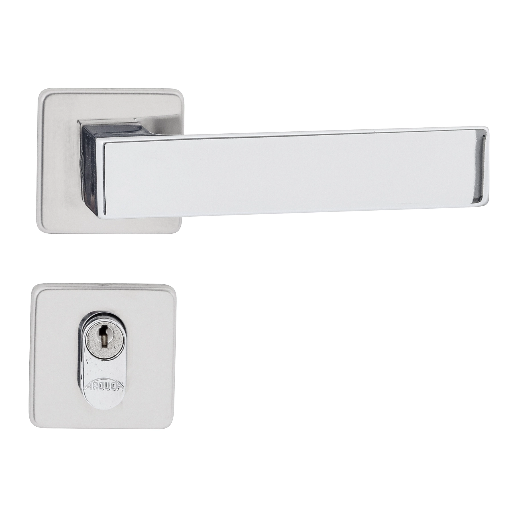 Fechadura para Porta de Entrada Arouca Chess Cromado 40mm Aço Inox Chave Simples