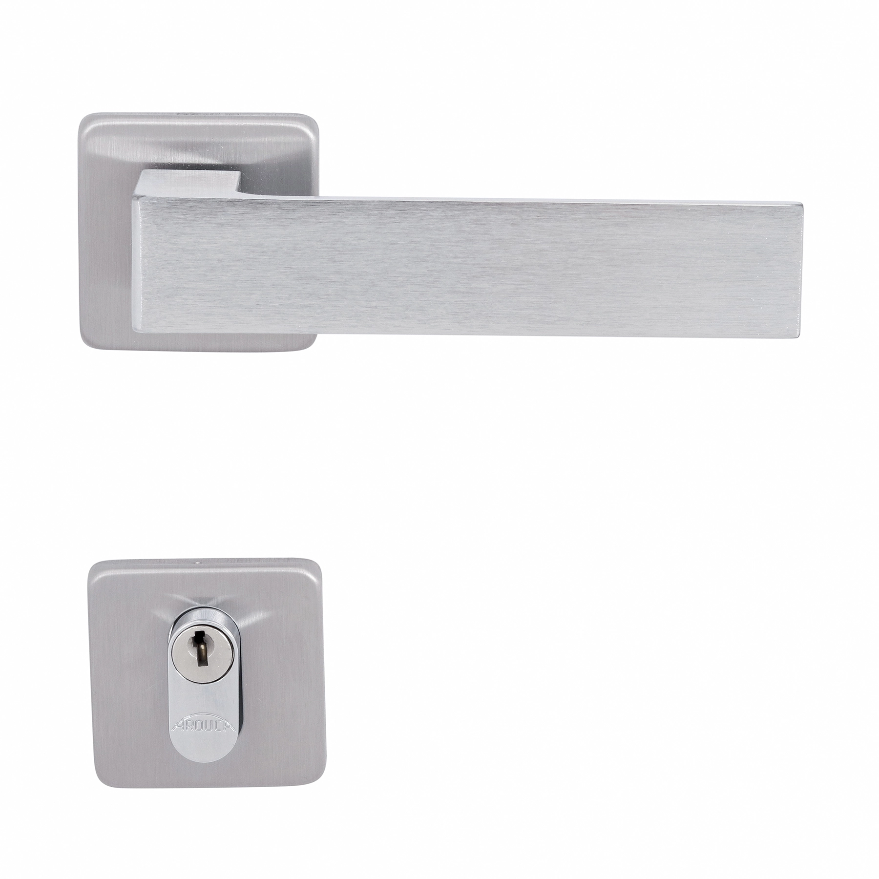 Fechadura para Porta de Entrada Arouca Chess Acetinado 40mm Aço Inox Chave Simples