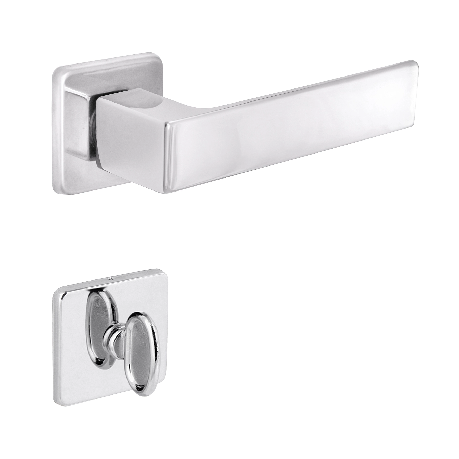Fechadura para Porta do Banheiro Arouca Chess Cromado 55mm Aço Inox Chave Simples