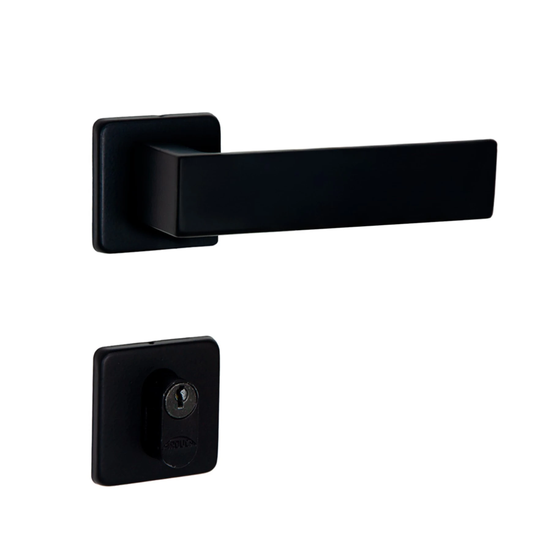 Fechadura para Porta de Entrada Arouca Chess Preto 55mm Aço Inox Chave Simples
