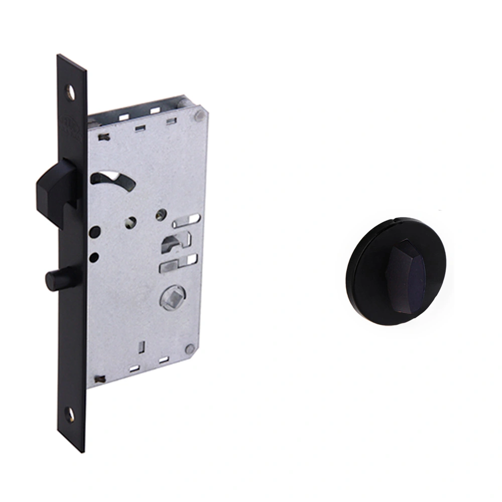 Fechadura Arouca Bico de Papagaio para Porta de Correr Preto 45mm Inox Chave Simples 6545/084