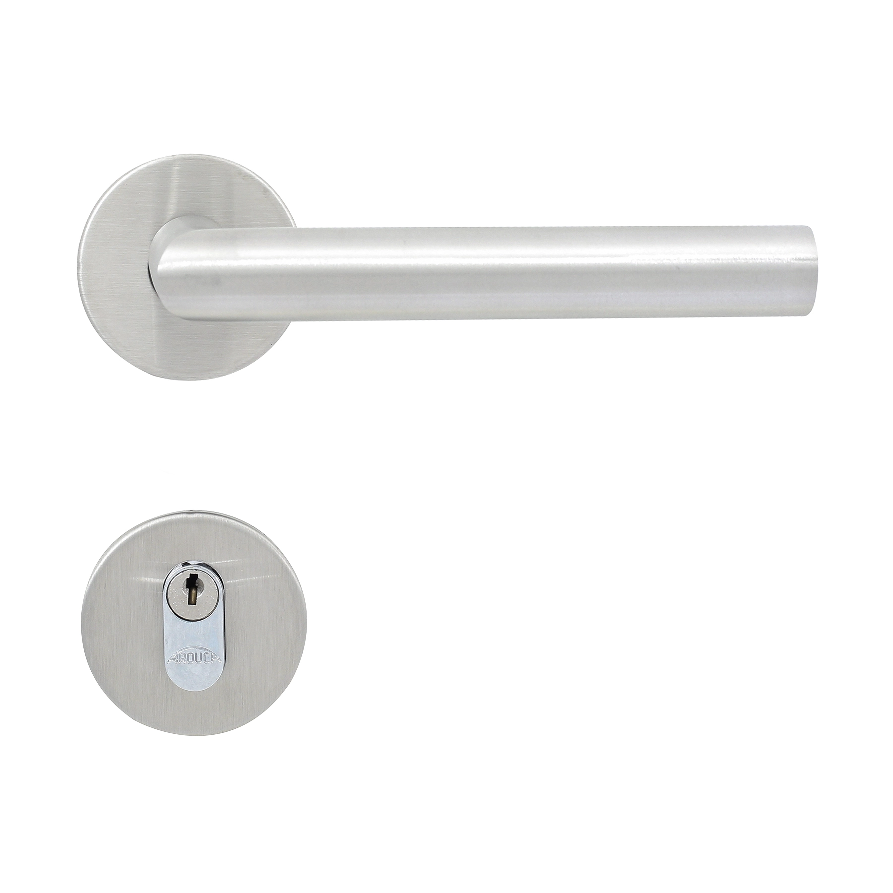Fechadura para Porta de Entrada Arouca Elle Escovado 55mm Aço Inox Chave Simples