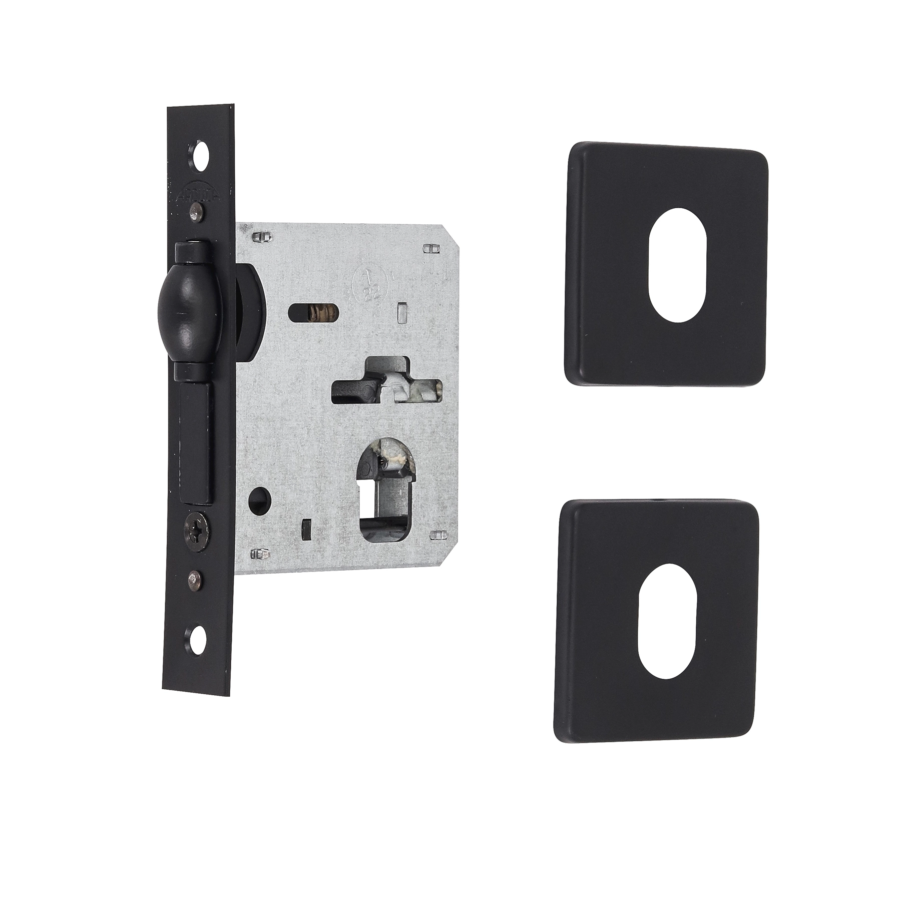 Fechadura Trinco Rolete para Porta Pivotante Arouca BL4110/45/098TRIEP Preto 45mm Aço Inox Chave Simples