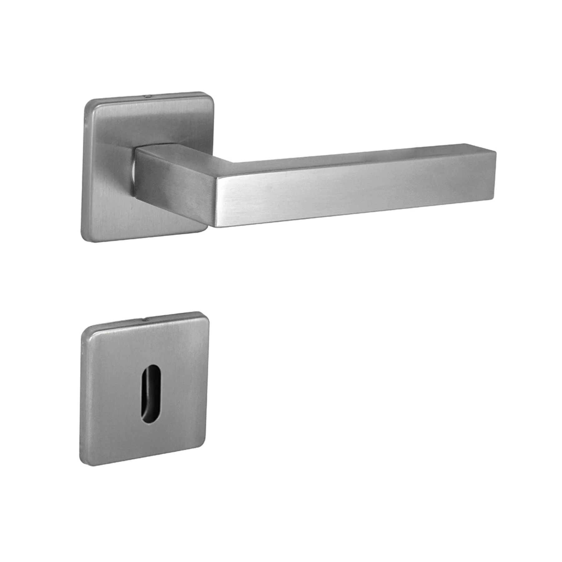 Fechadura para Porta Interna Arouca Quadratta Escovado 55mm Aço Inox Chave Simples