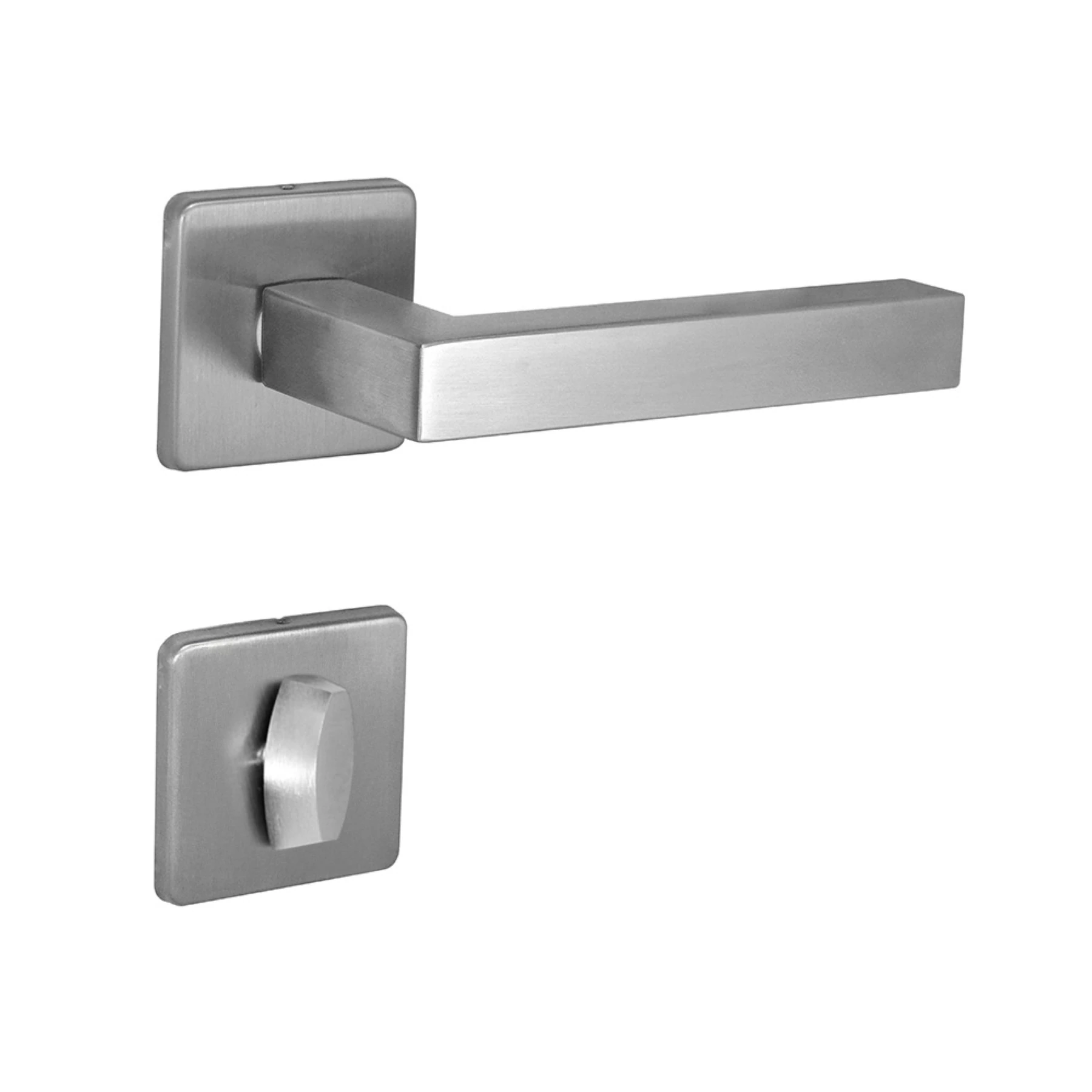 Fechadura para Porta do Banheiro Arouca Quadratta Escovado 55mm Aço Inox Chave Simples