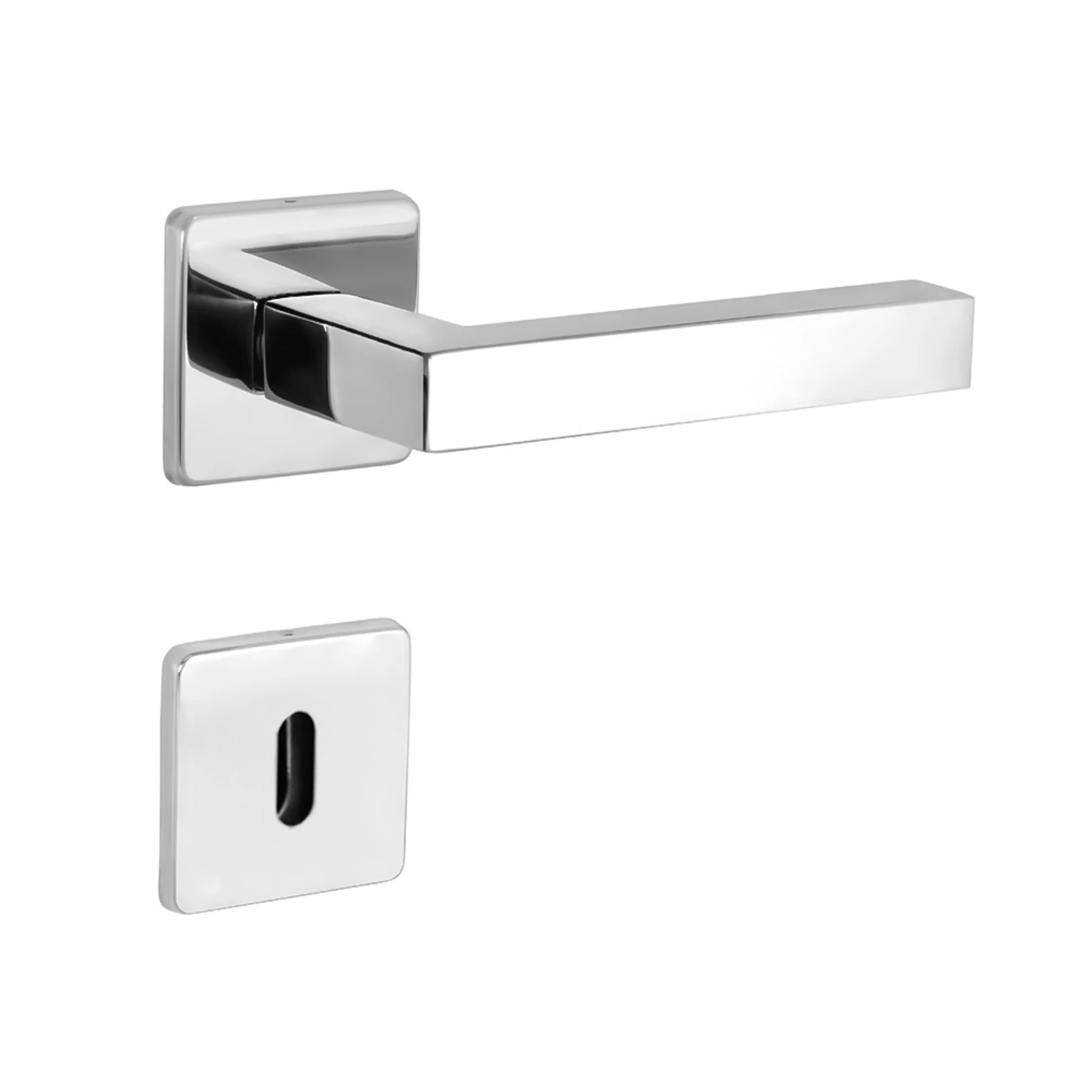 Fechadura para Porta Interna Arouca Quadratta Cromado 55mm Aço Inox Chave Simples