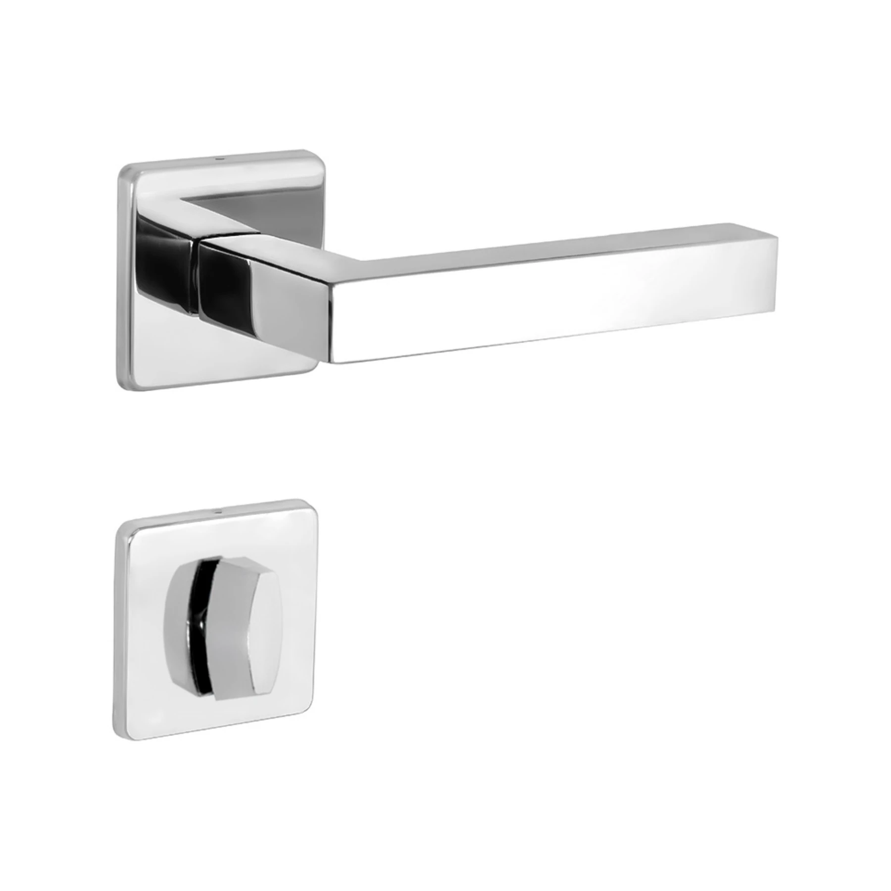 Fechadura para Porta do Banheiro Arouca Quadratta Cromado 55mm Aço Inox Chave Simples