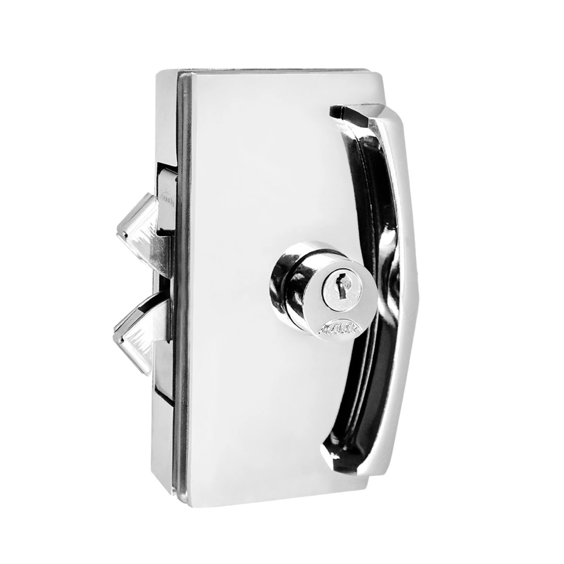 Fechadura Asa de Avião para Porta de Correr Arouca Vidro Cromado 60mm Chave Simples