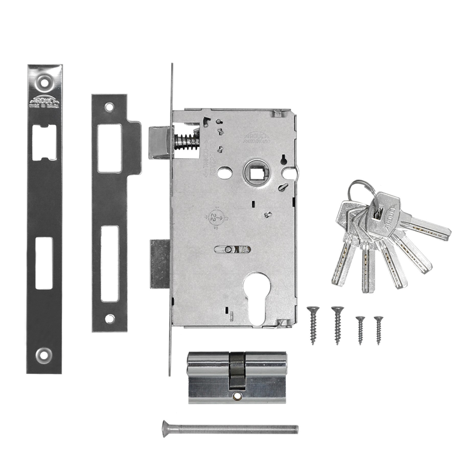 Máquina de Fechadura para Porta de Entrada Arouca BLM 4010/55 Polido 55mm Chave Multiponto