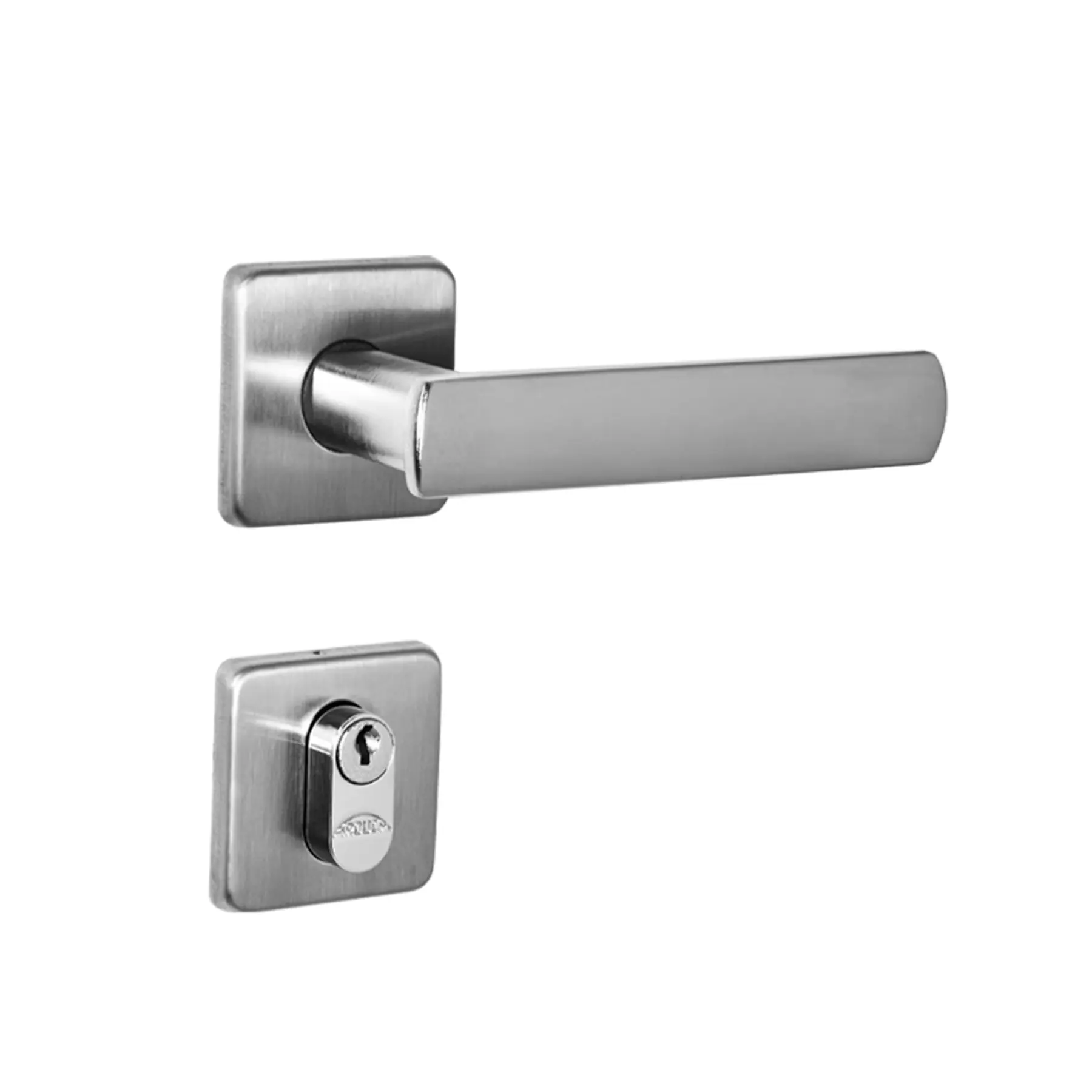 Fechadura para Porta de Entrada Arouca Dama Escovado 40mm Aço Inox Chave Simples