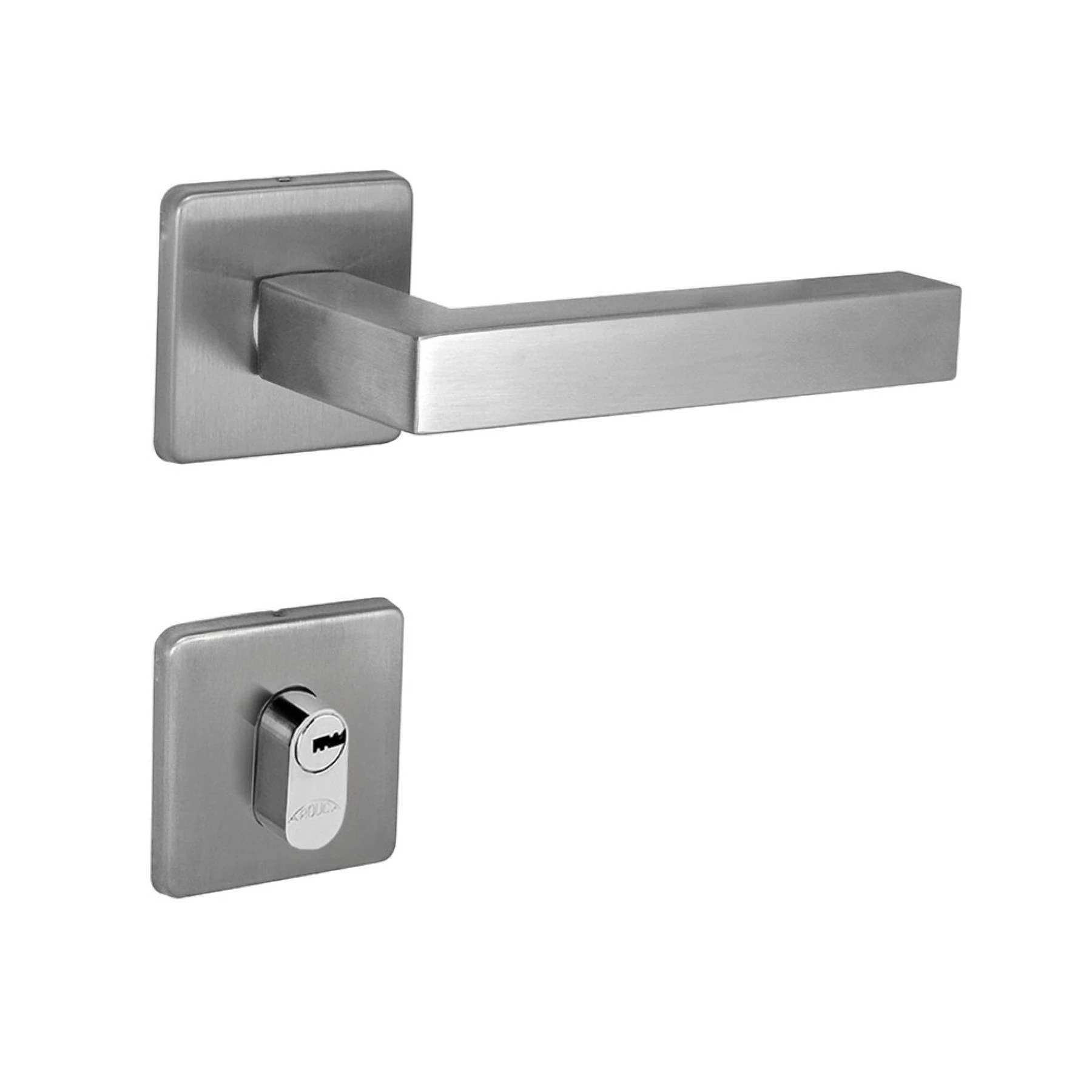Fechadura para Porta de Entrada Arouca Quadratta Escovado 55mm Aço Inox Chave Multiponto